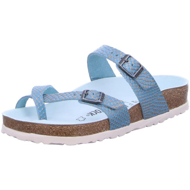Birkenstock Mayari Embossed Mermaid Aqua Blue Leather Slides Thongs Sandals regular - Bartel-Shop