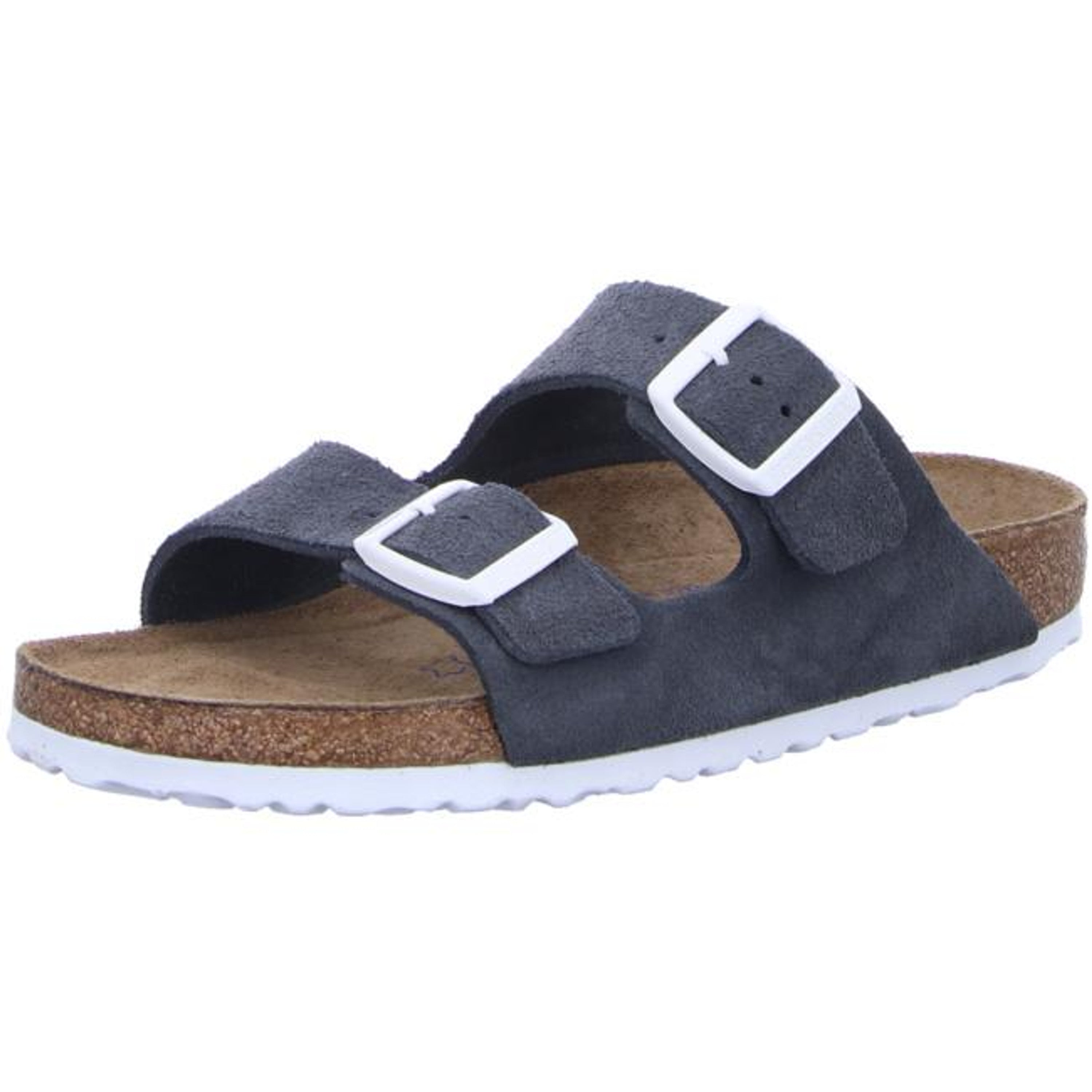 Birkenstock Arizona Suede Leather SFB VL Gunmetal Grey Slides Sandals Slippers narrow - Bartel-Shop