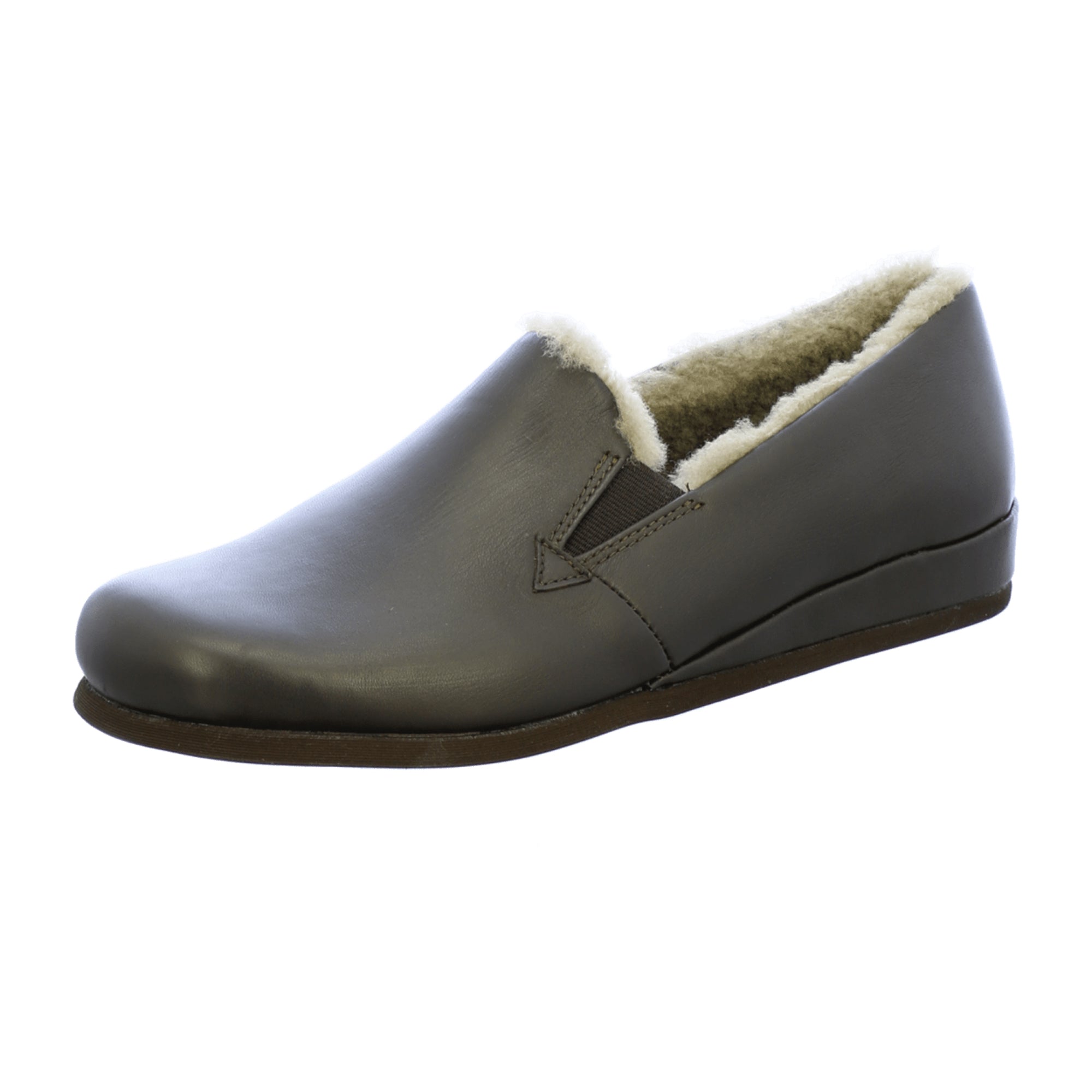 Rohde Men's Brown Leather Slip-On Shoes with Wedge Heel and Warm Lining