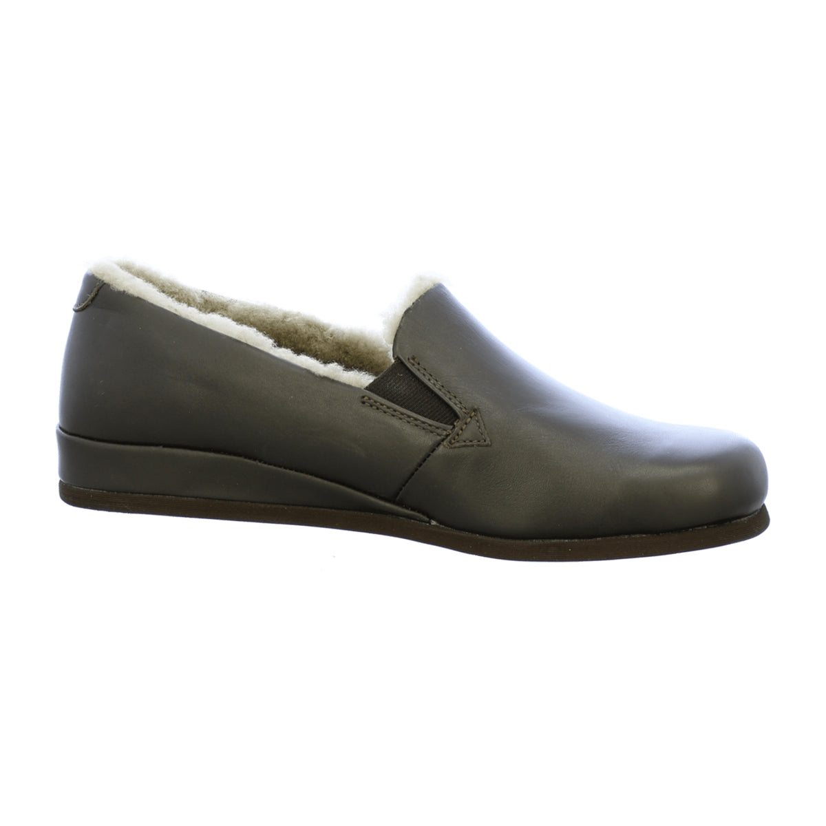 Rohde Men's Brown Leather Slip-On Shoes with Wedge Heel and Warm Lining