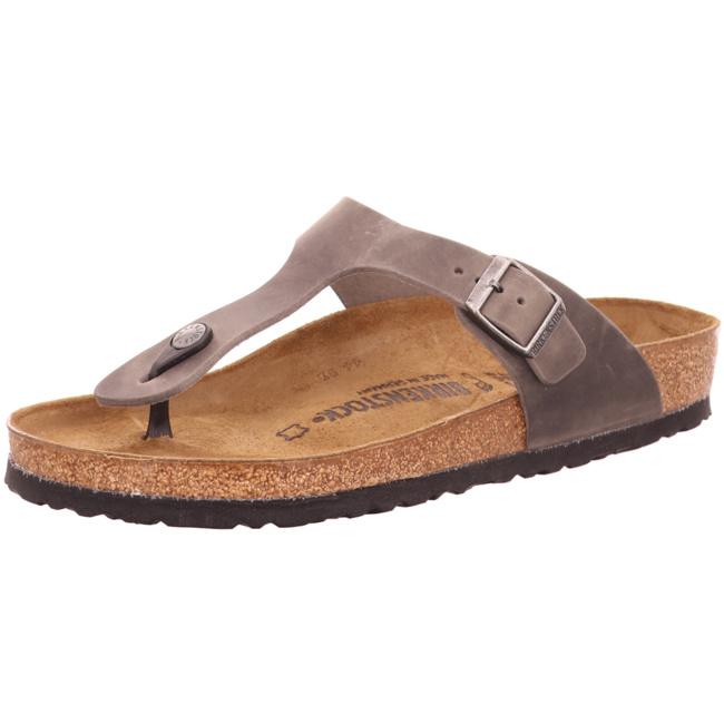 Birkenstock Gizeh Iron Grey Waxy Leather Sandals Slides Thongs Flip-Flops regular - Bartel-Shop
