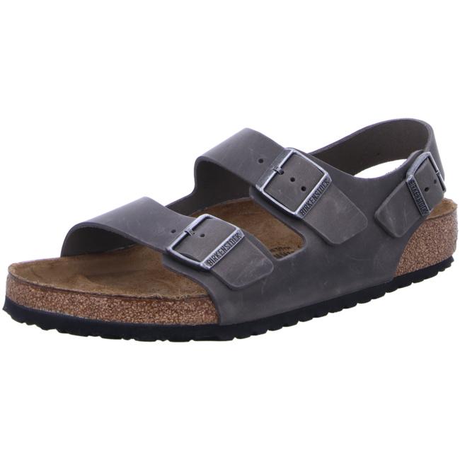 Birkenstock Milano Sandals Ankle Strap Slingback Slipper Leather Shoes Iron Grey waxy regular - Bartel-Shop