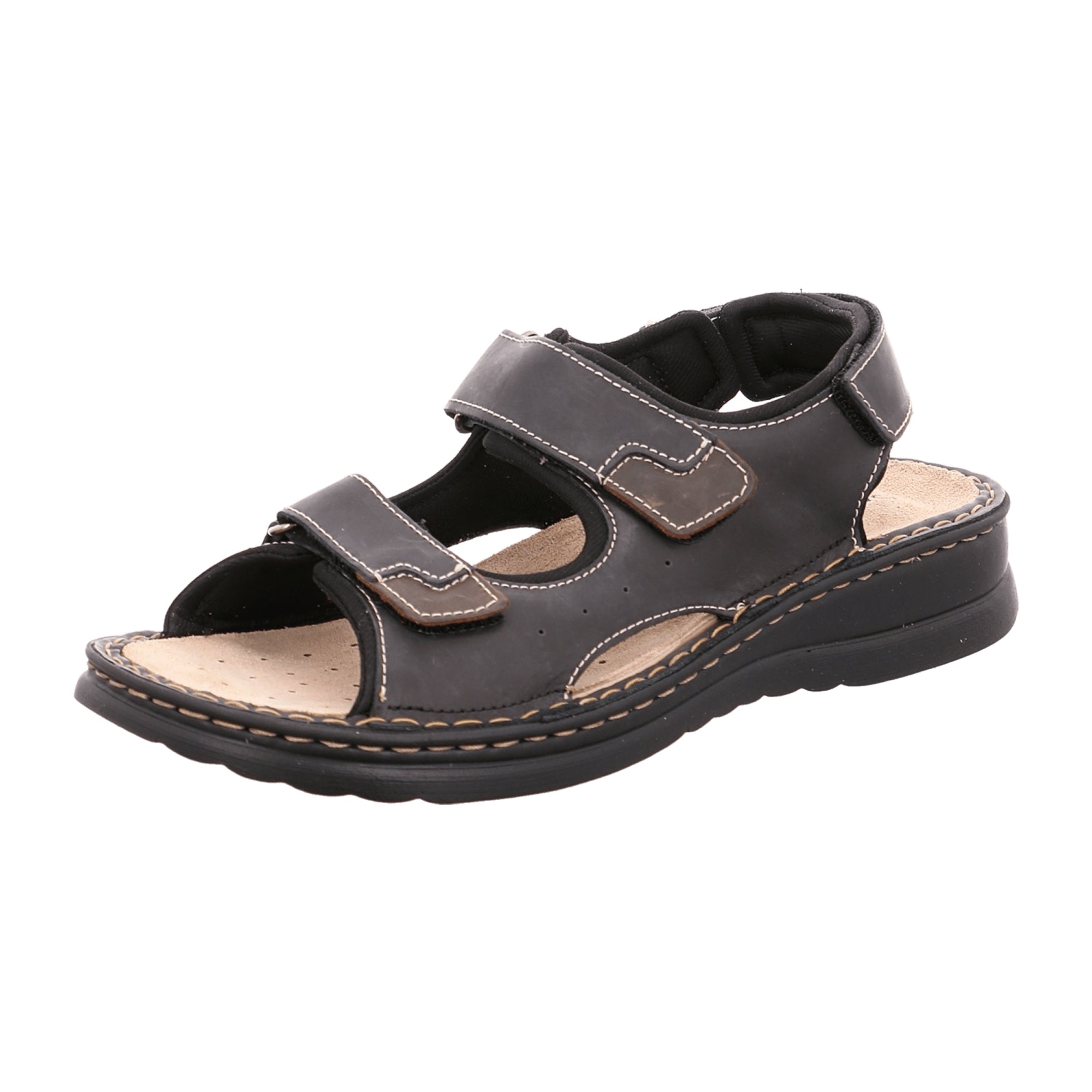 Rohde Comfortable Men's Black Sandals Nubuck Leather Spring Summer