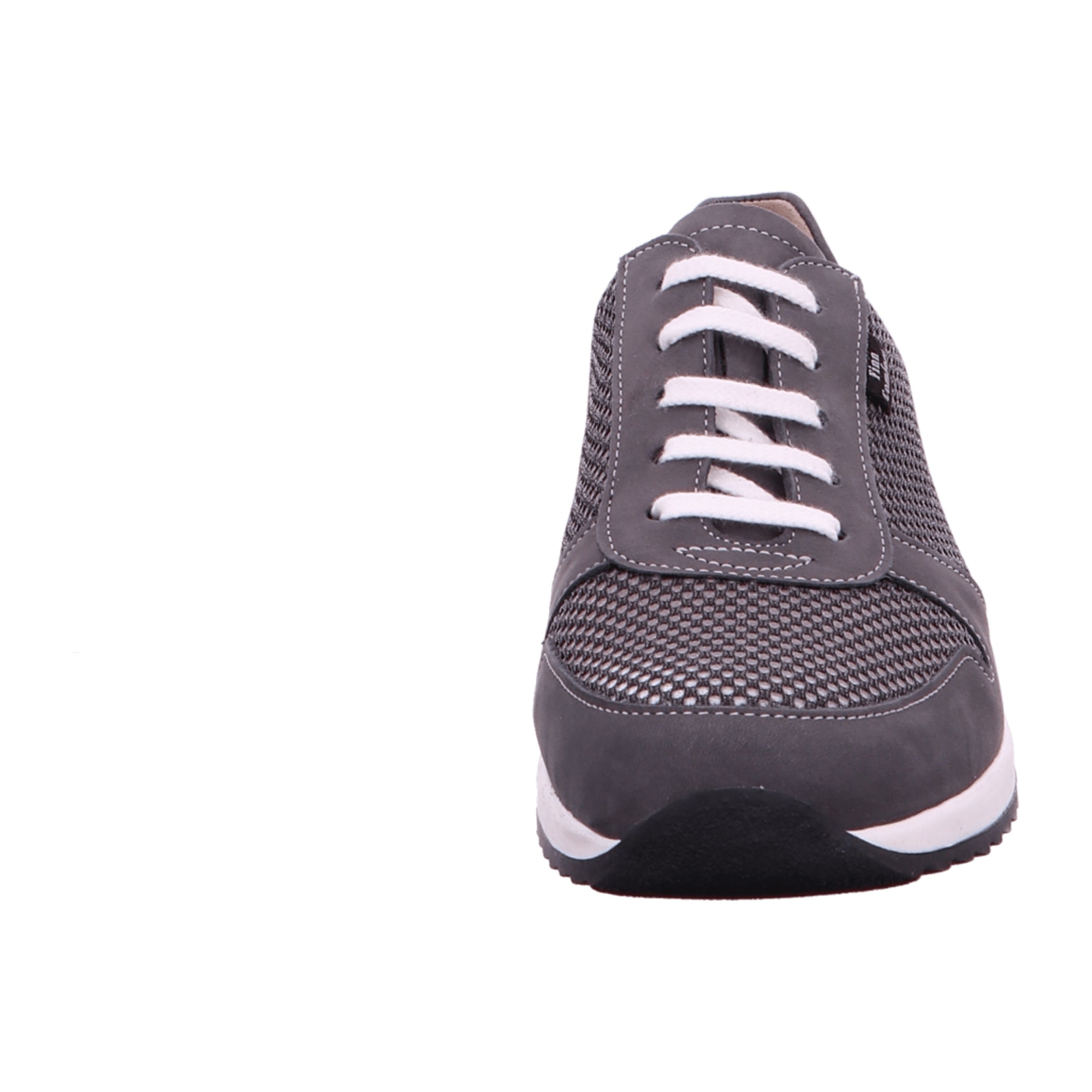 Finn Comfort Sidonia Women's Comfort Lace-Up Shoes with Removable Insole - Grey Leather/Textile Blend