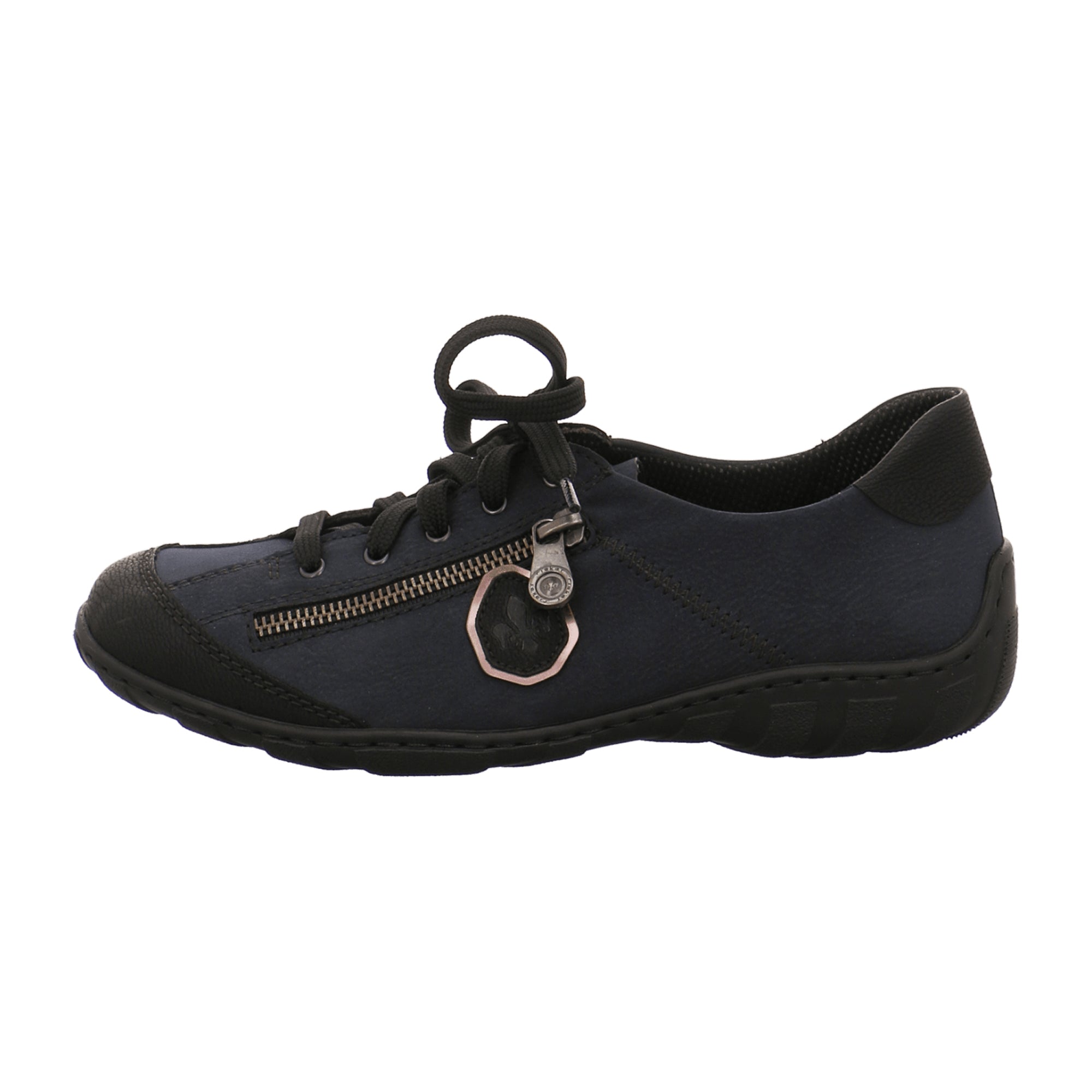 Rieker Casual Lace Up Shoes for Women in Blue and Black with Stylish Zip Detail