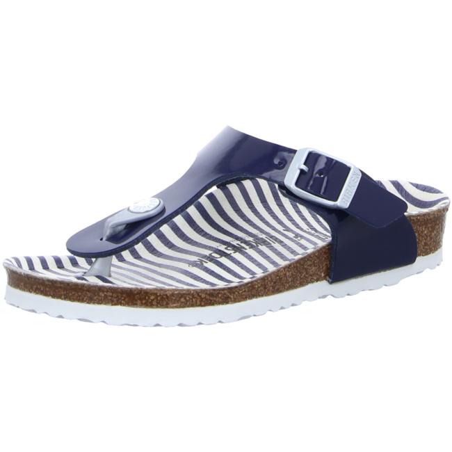 Birkenstock Gizeh Kids nautical stripes navy Patent BF Marine Sandals Thongs narrow - Bartel-Shop