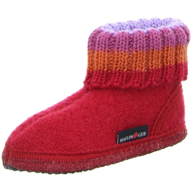 Haflinger Slippers red female Sandals Clogs Textile - Bartel-Shop