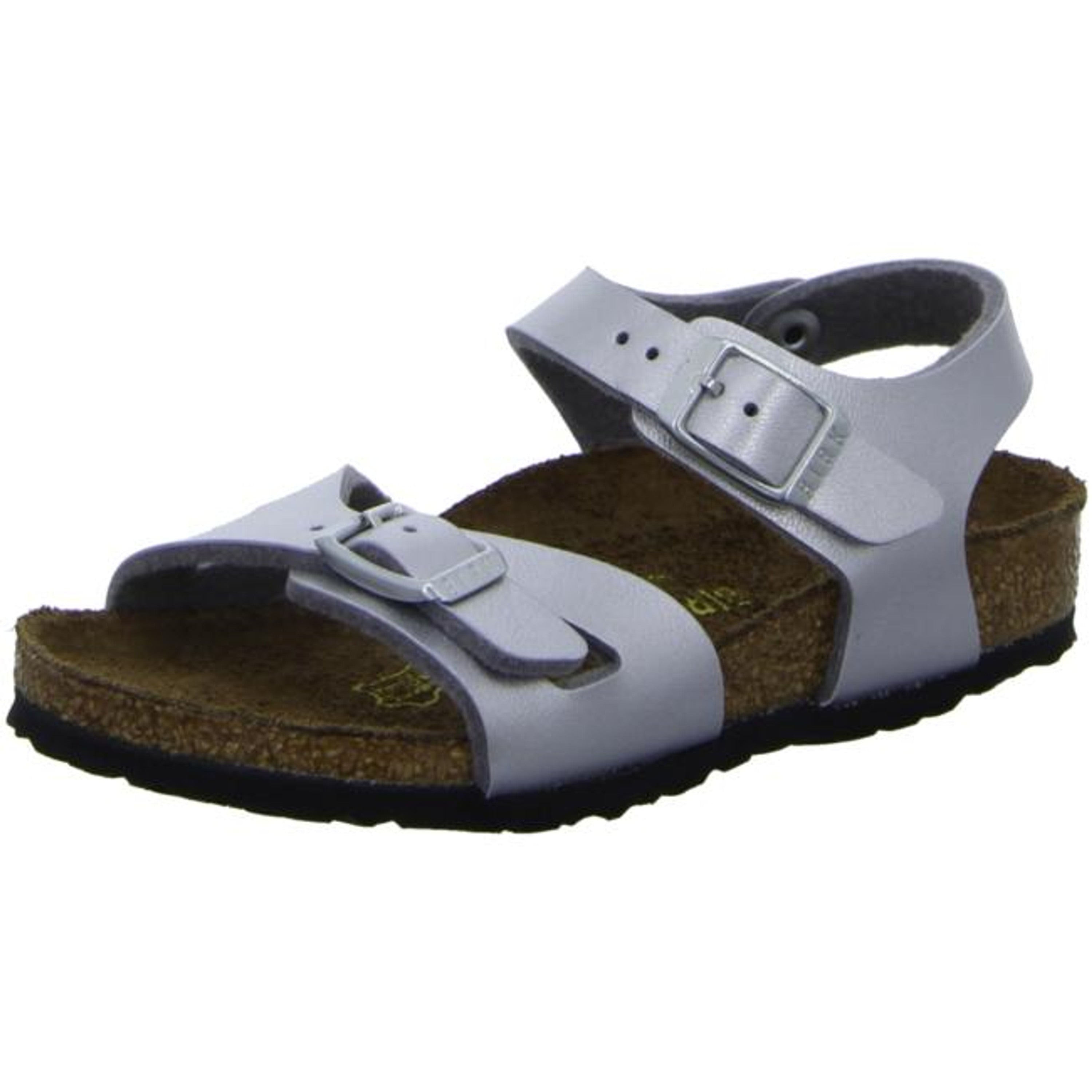 Birkenstock Rio Kids Ankle Strap Slingback Sandals Silver Birko Flor narrow - Bartel-Shop