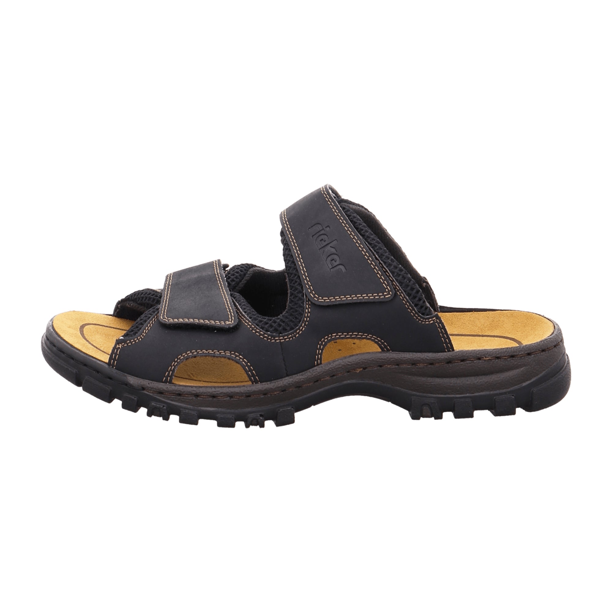 Rieker Men's Black Summer Sandals with Adjustable Straps and Soft Lining
