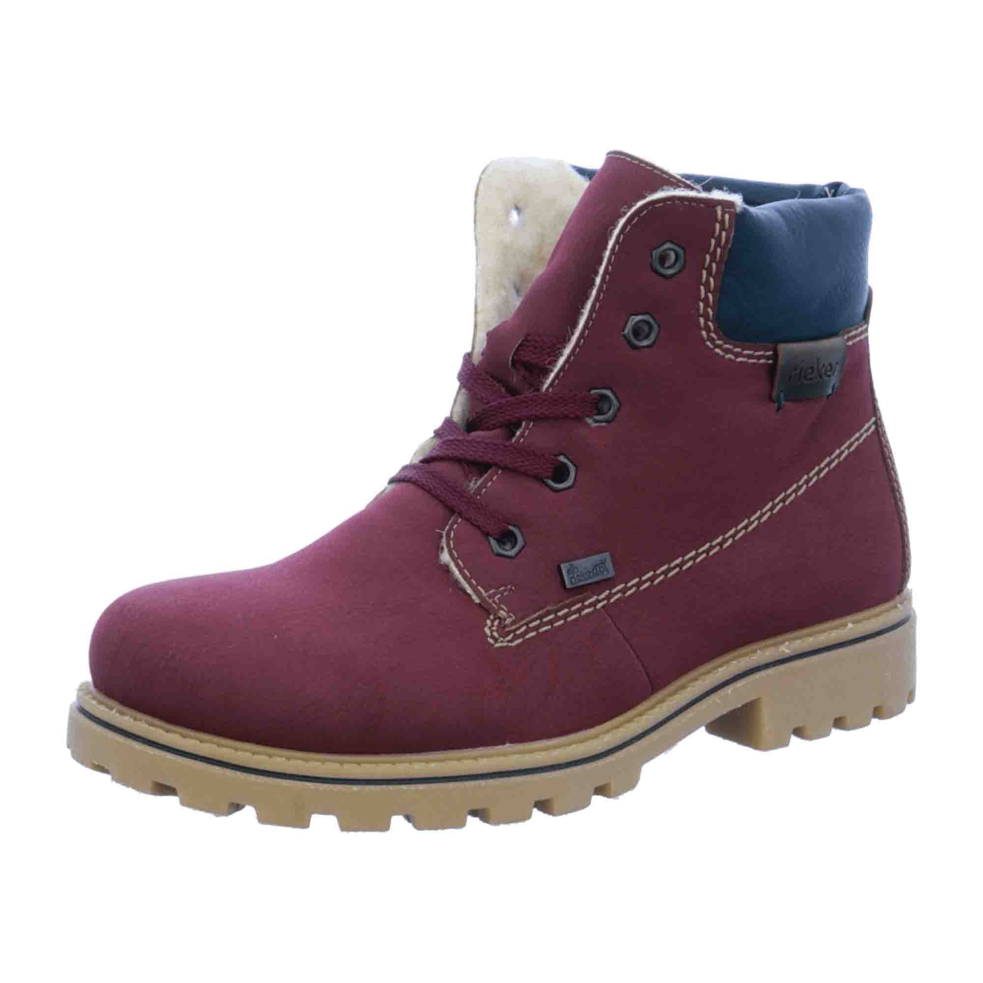 Rieker Women's Red Ankle Boots NAMUR EAGLE AMBOR with Block Heel