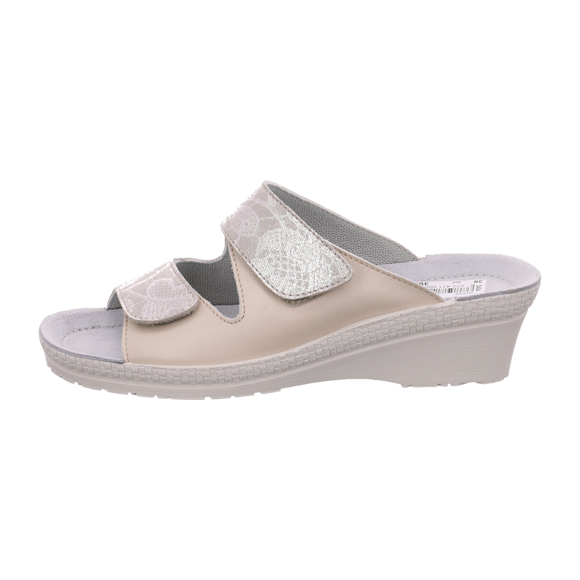 Rohde Women's Beige Pantolette Leather Sandals with Velcro Closure