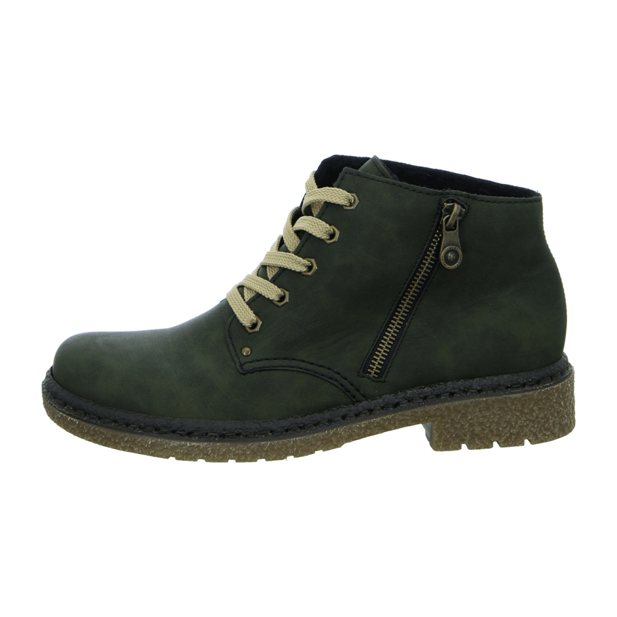 Rieker Women's Green Retro Lace-Up Boots with Warm Lining and Comfort System