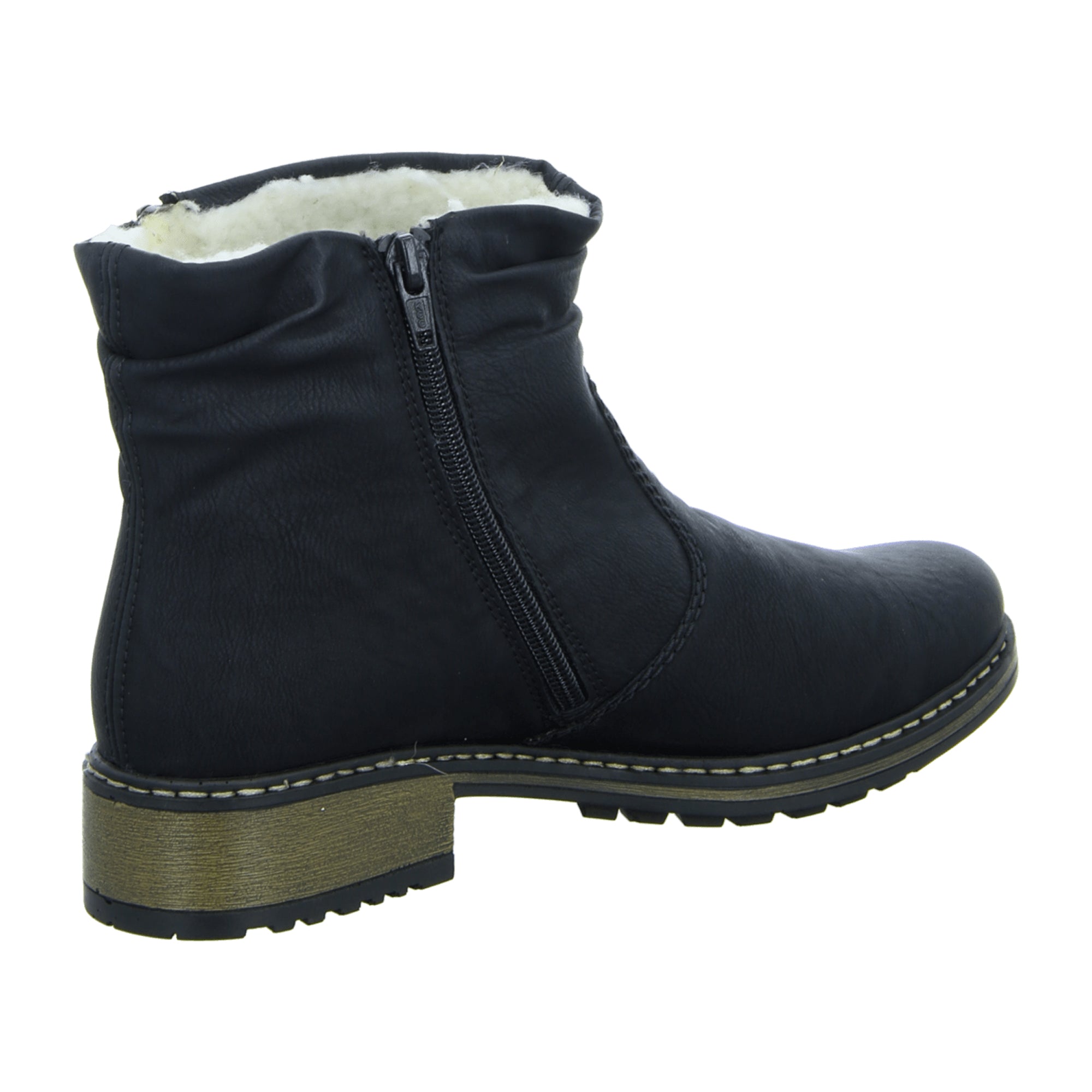 Rieker Black Ankle Boots for Women with Warm Lining and Side Zipper