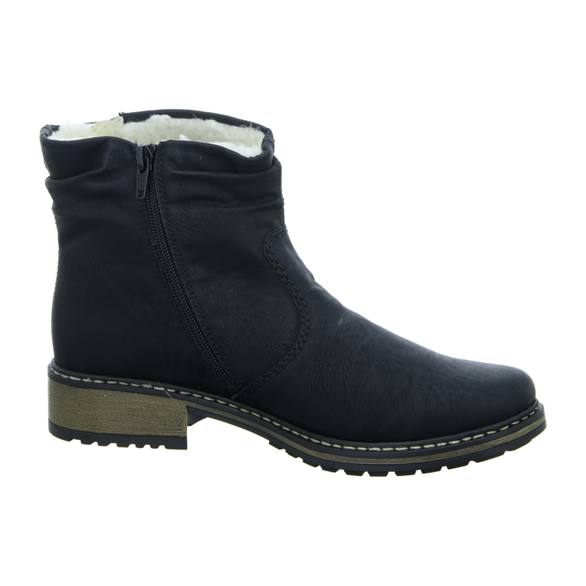 Rieker Black Ankle Boots for Women with Warm Lining and Side Zipper - Bartel-Shop