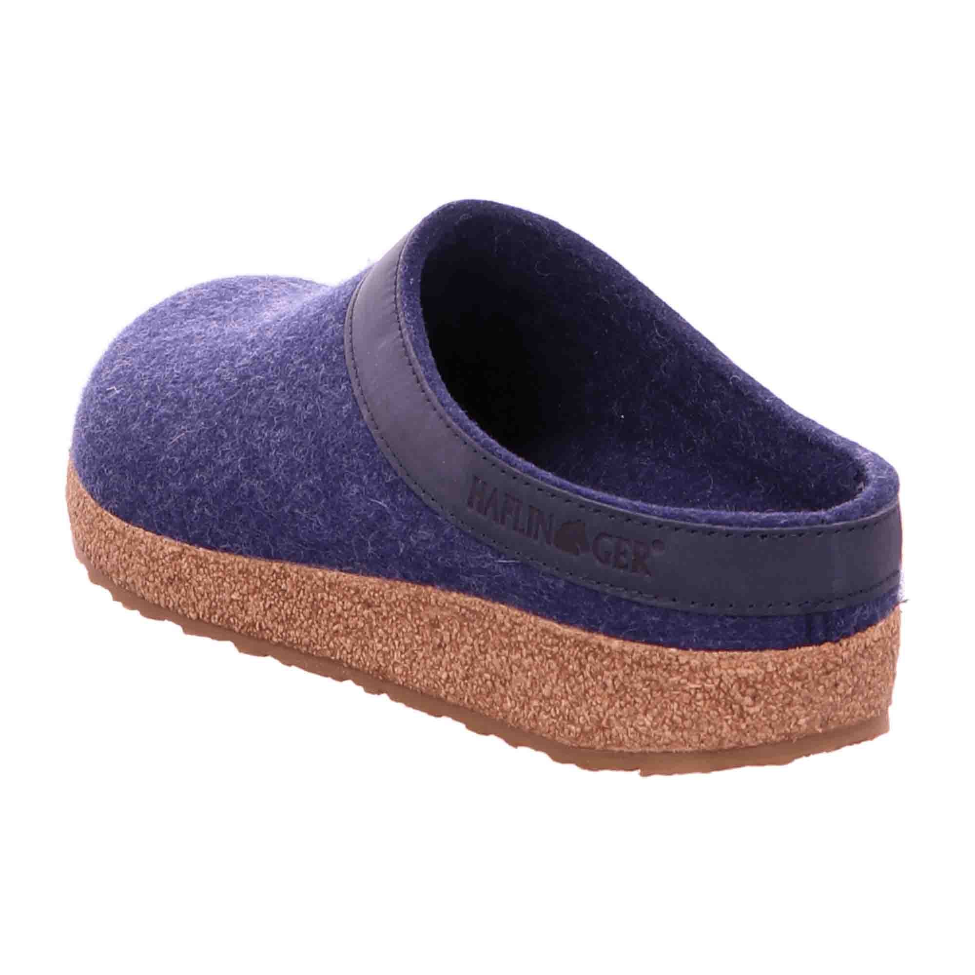 Haflinger Grizzly Women's Comfort Slippers in Blue - Eco-Friendly Wool Felt