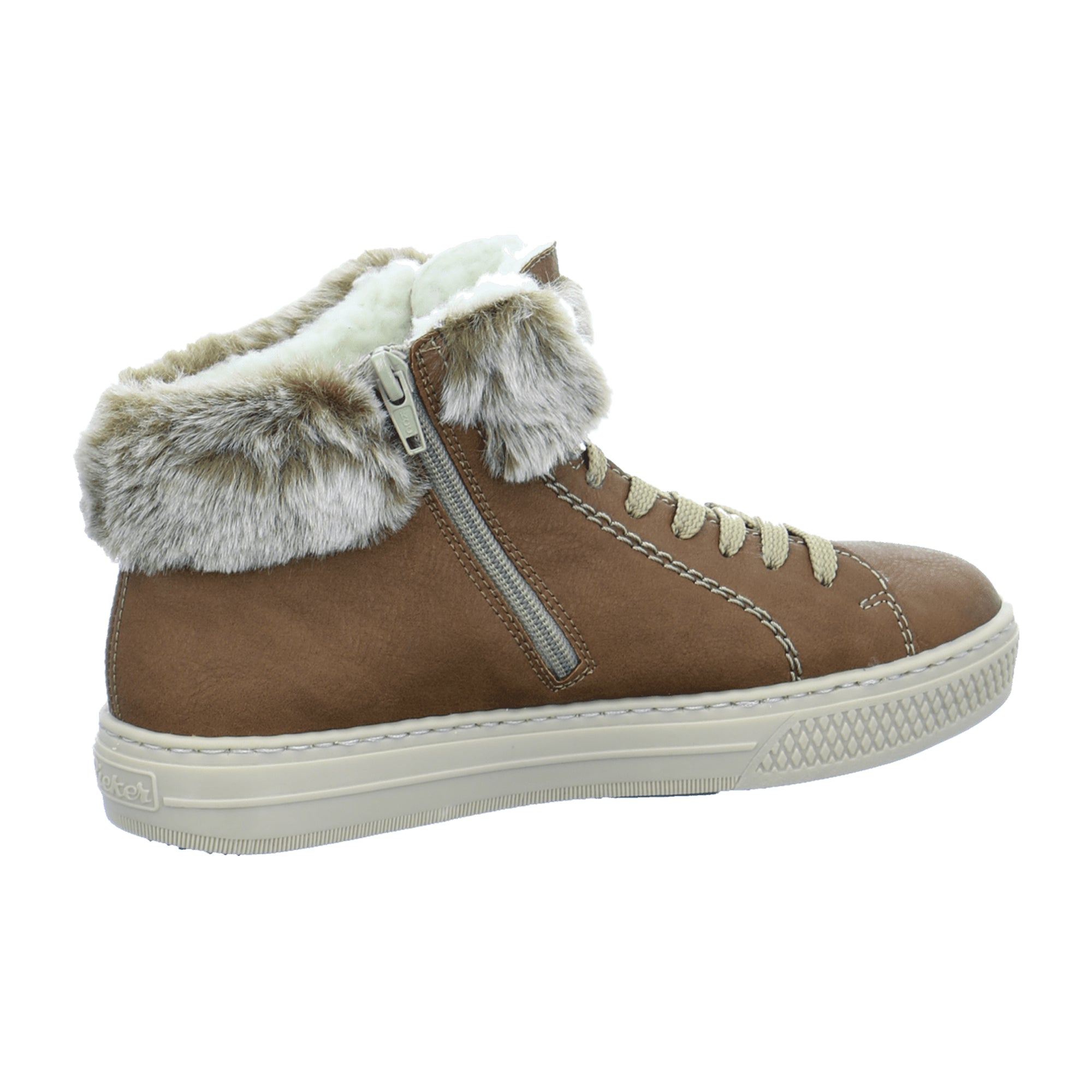 Rieker HASTINGS RABBIT AMBOR Womens Brown Flat Round Toe Lace-Up Shoes