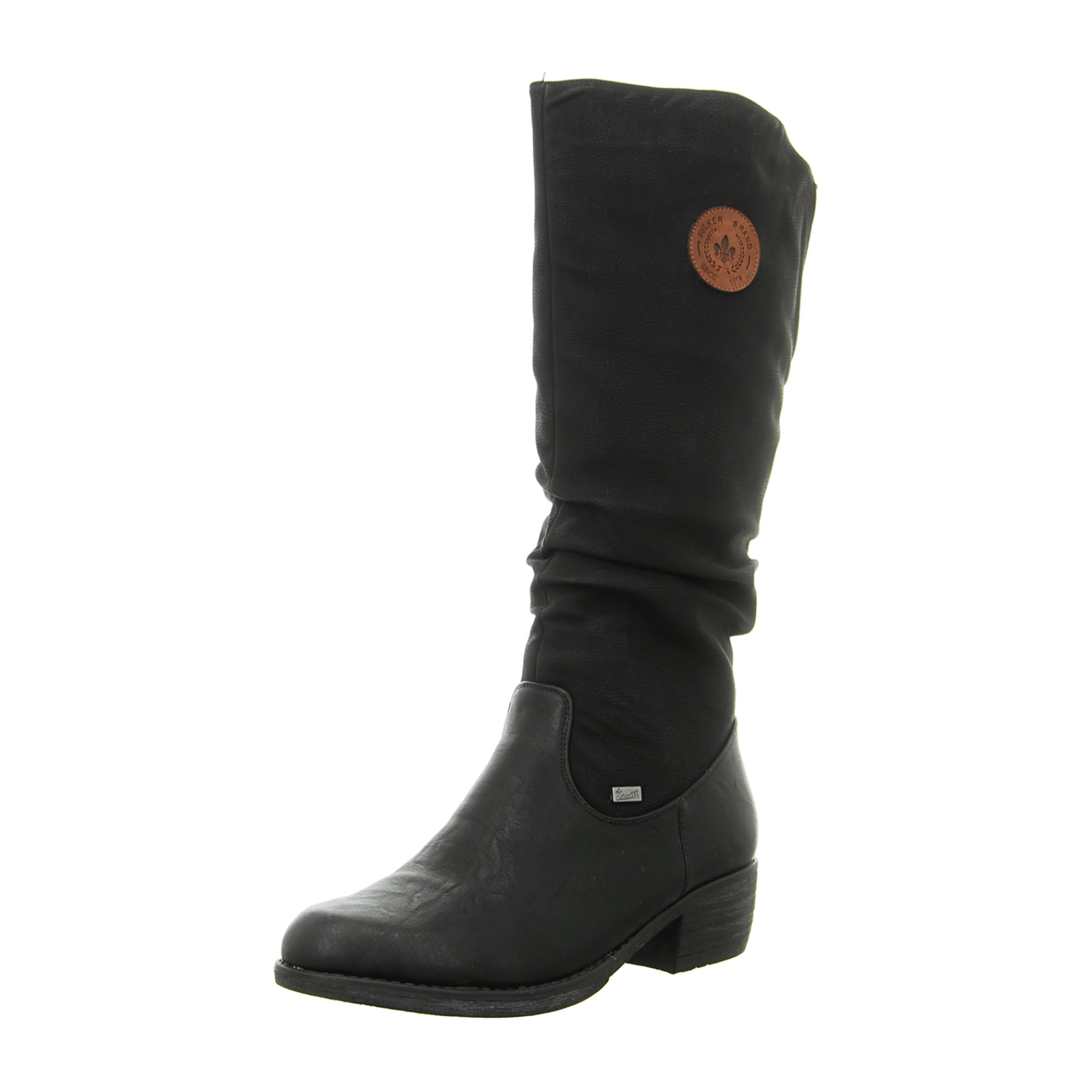 Rieker Women's Black Long Shaft Boots with Warm Lining and Side Zipper