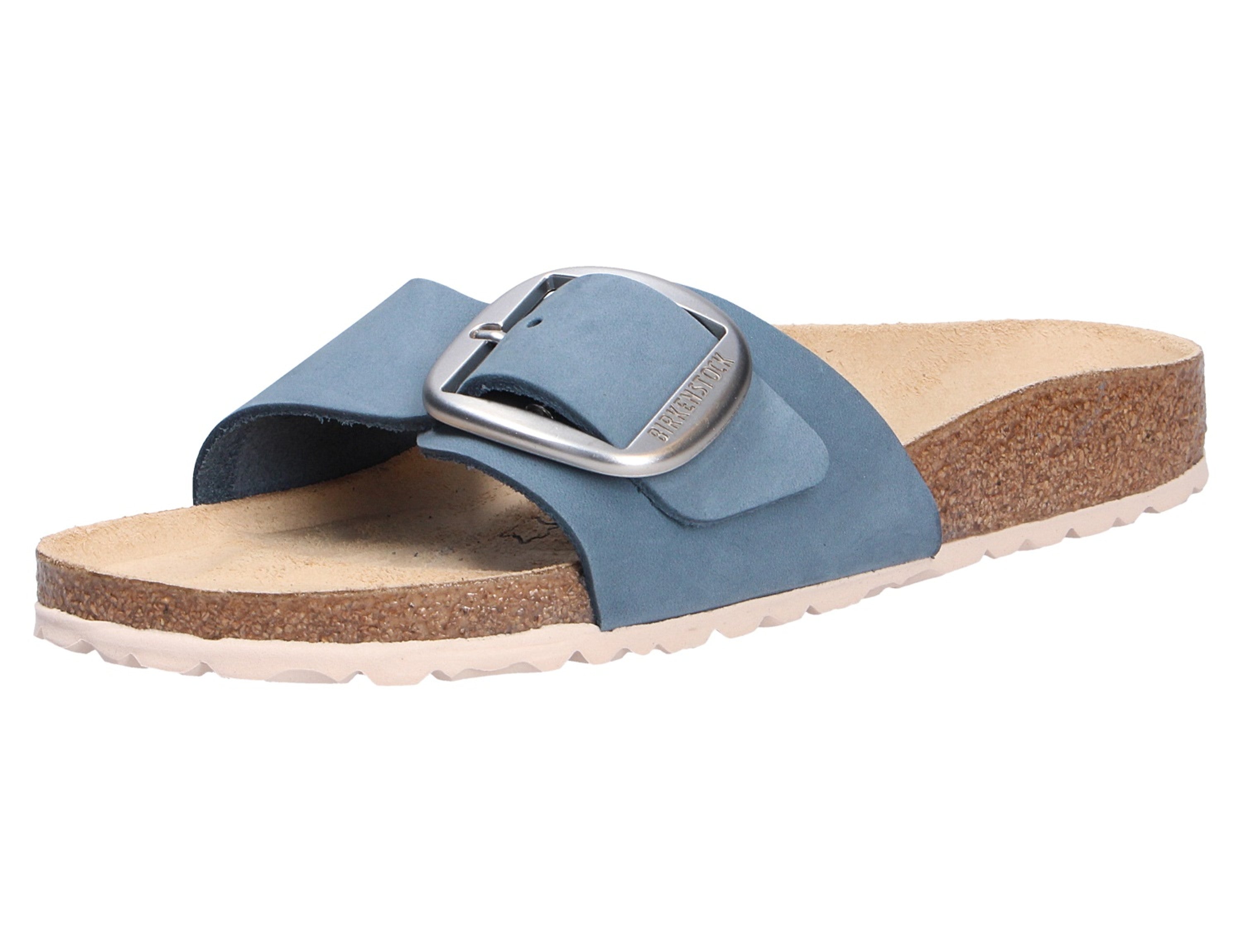 Birkenstock Madrid Big Buckle mule blue Nubuck leather - Bartel-Shop