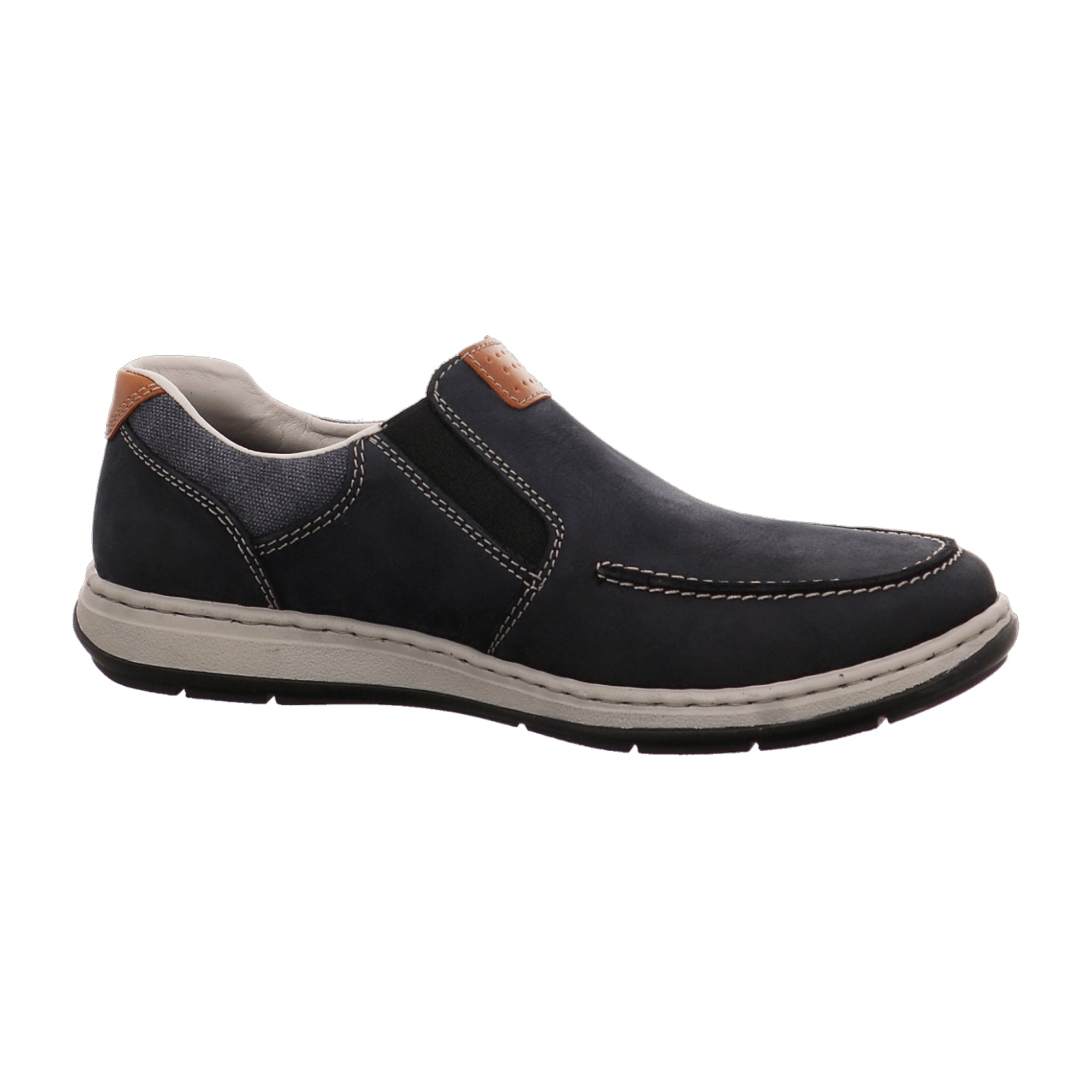 Rieker Blue Leather Slip-On Shoes Comfort Fit with Shock-Absorbing Sole - Bartel-Shop