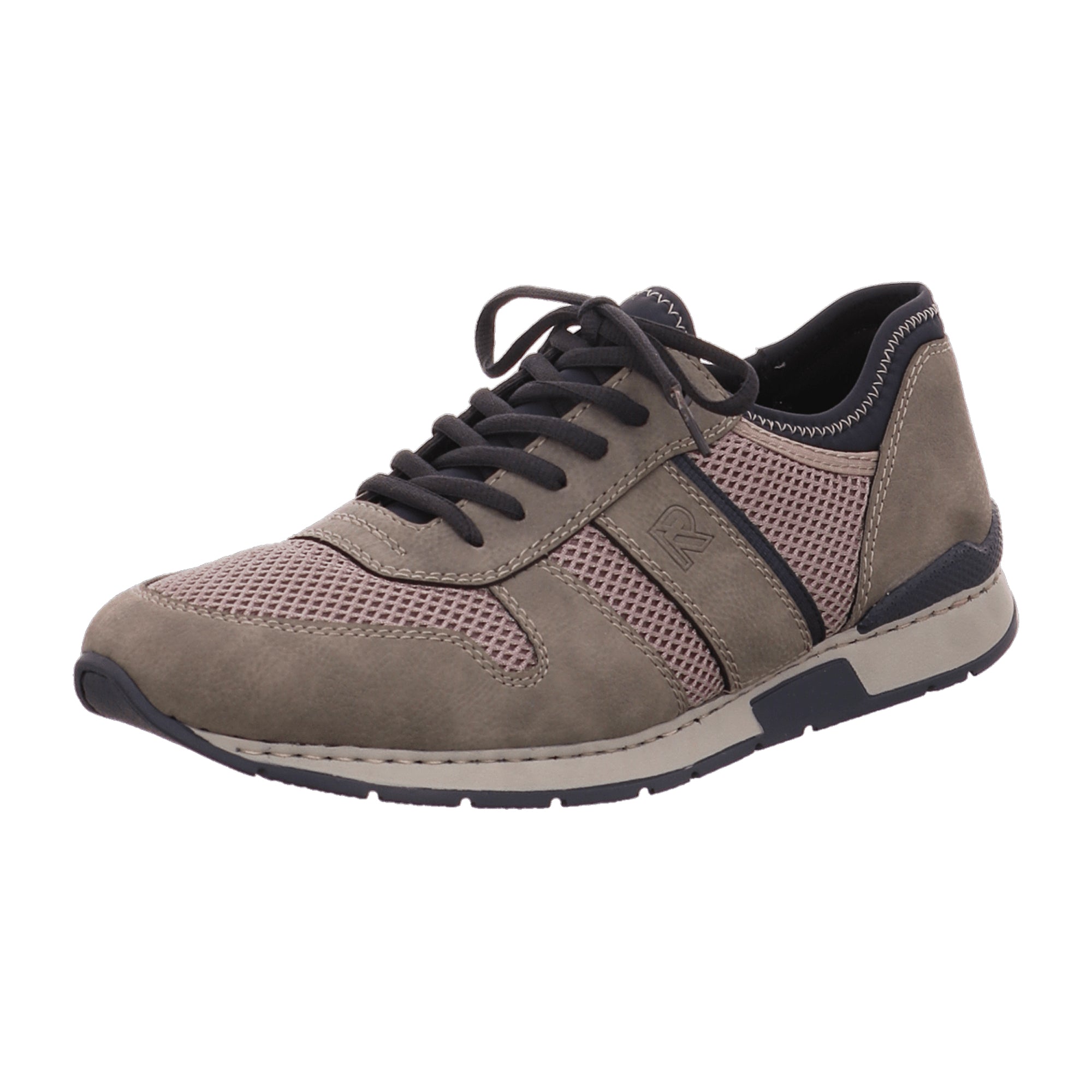 Rieker Men's Beige Lace-Up Shoes Comfortable Textile and Faux Leather Casual Sneakers