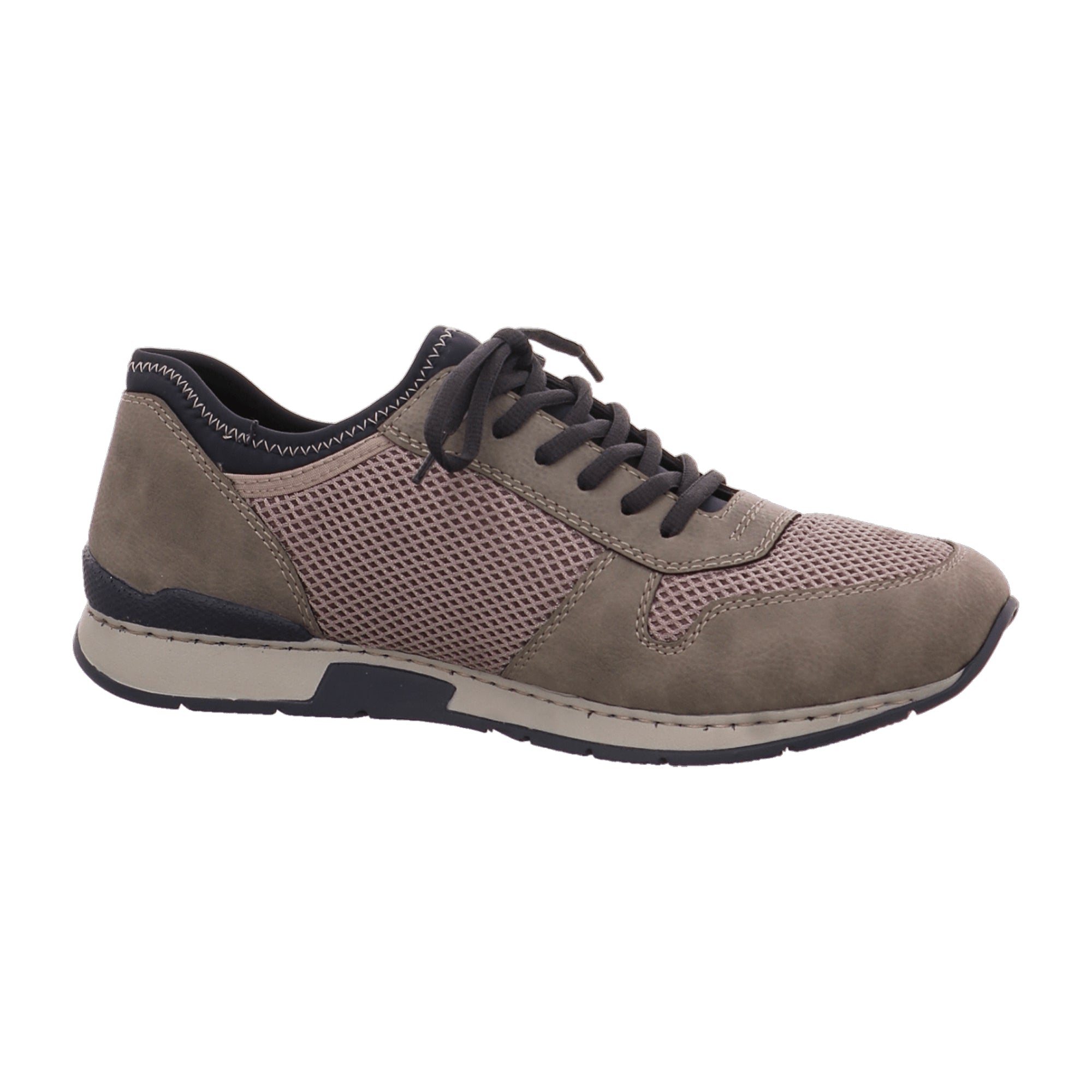 Rieker Men's Beige Lace-Up Shoes Comfortable Textile and Faux Leather Casual Sneakers