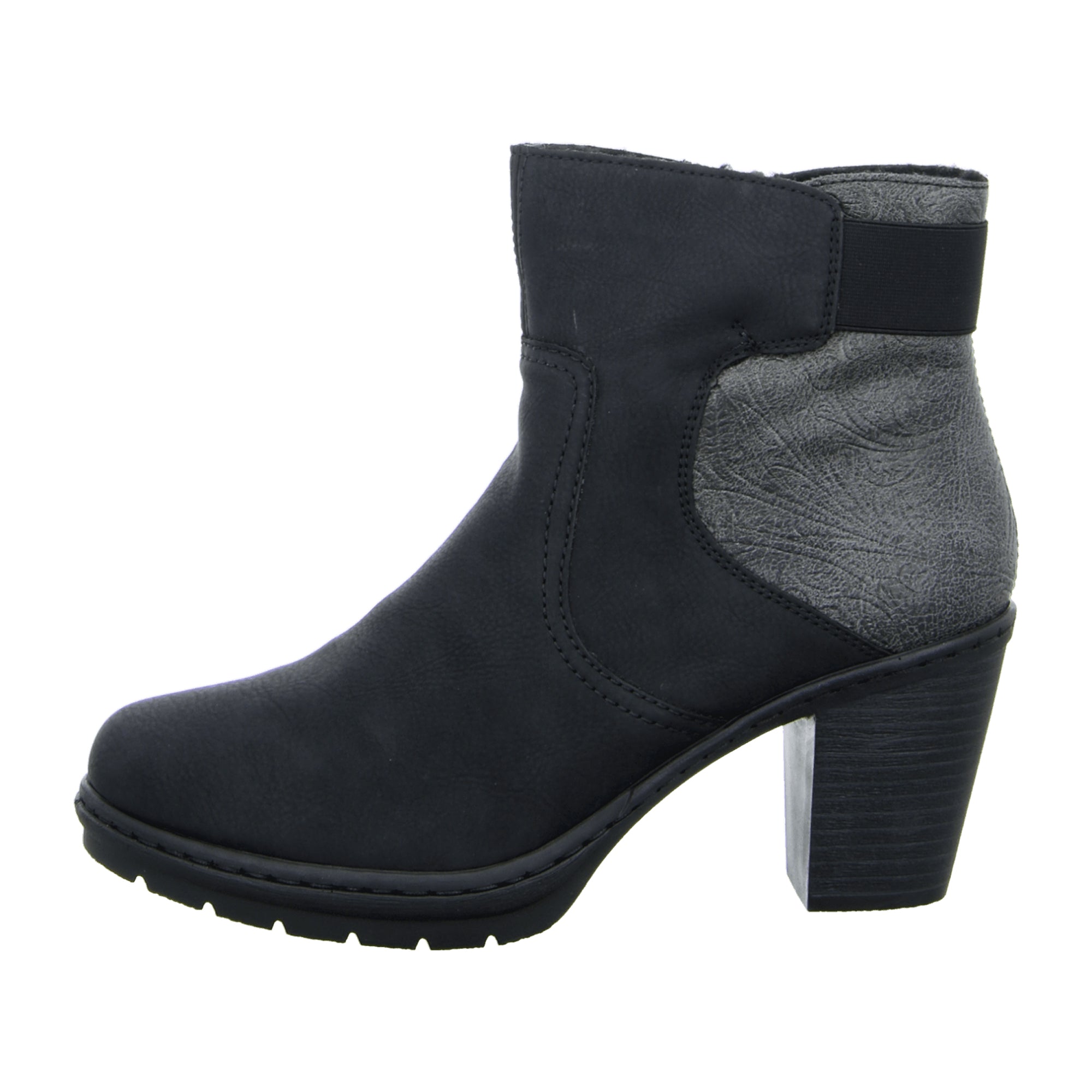 Rieker Black Women's Boots with Block Heel and Removable Insole