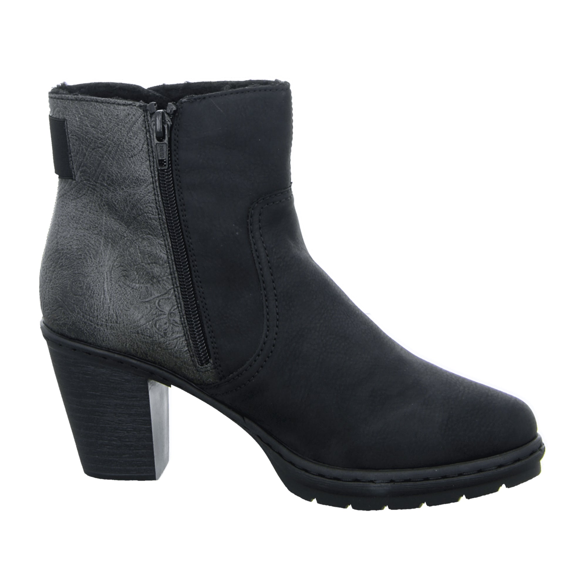 Rieker Black Women's Boots with Block Heel and Removable Insole
