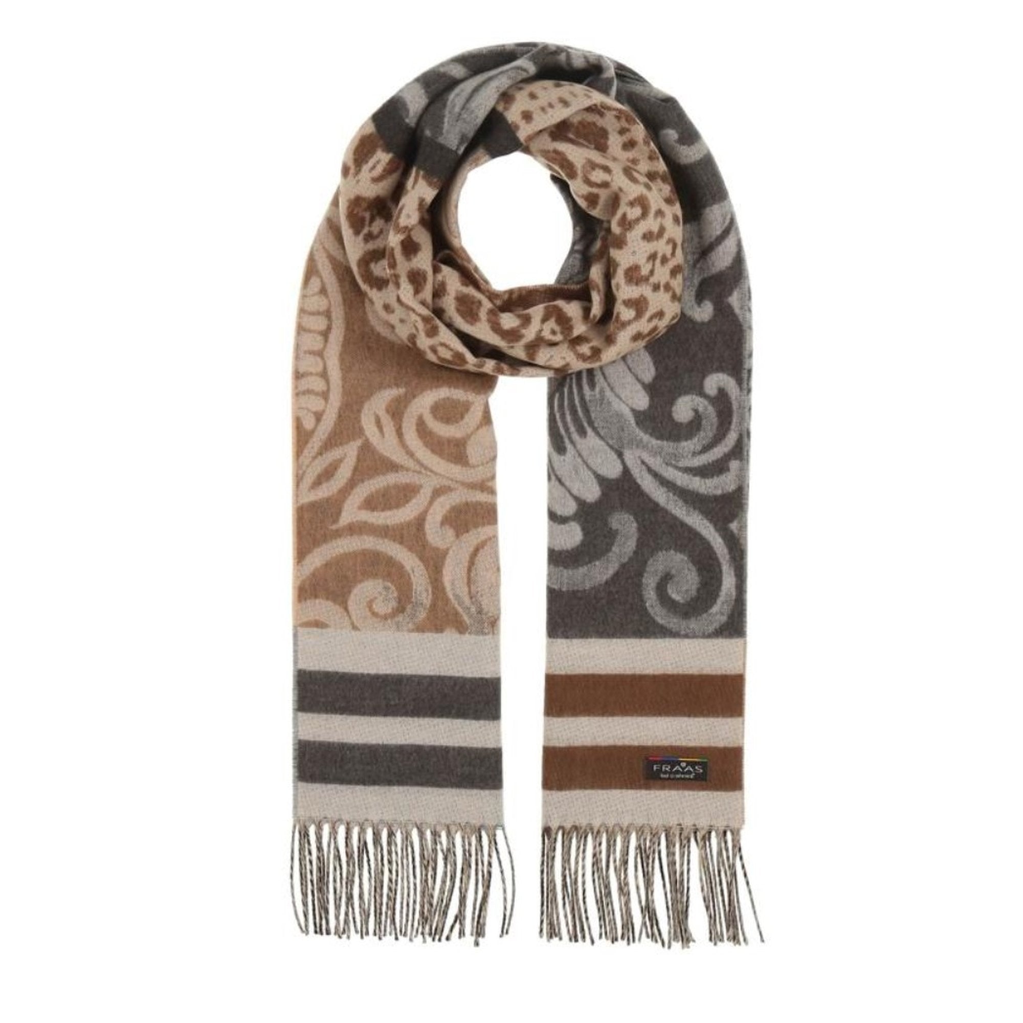 FRAAS Cashmink Scarf Paisley Leopard Print Polyacrylic Winter Warm Cashmere