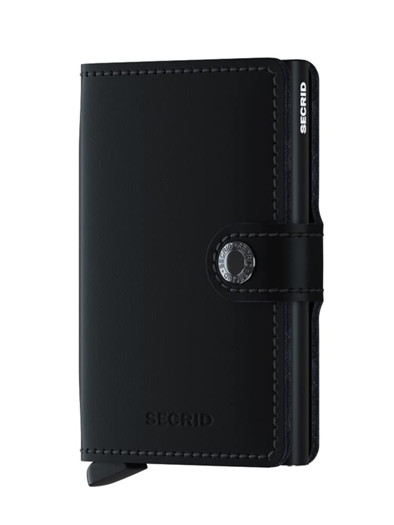 Secrid Miniwallet RFID Card Holder - Black Leather Wallet with Aluminium