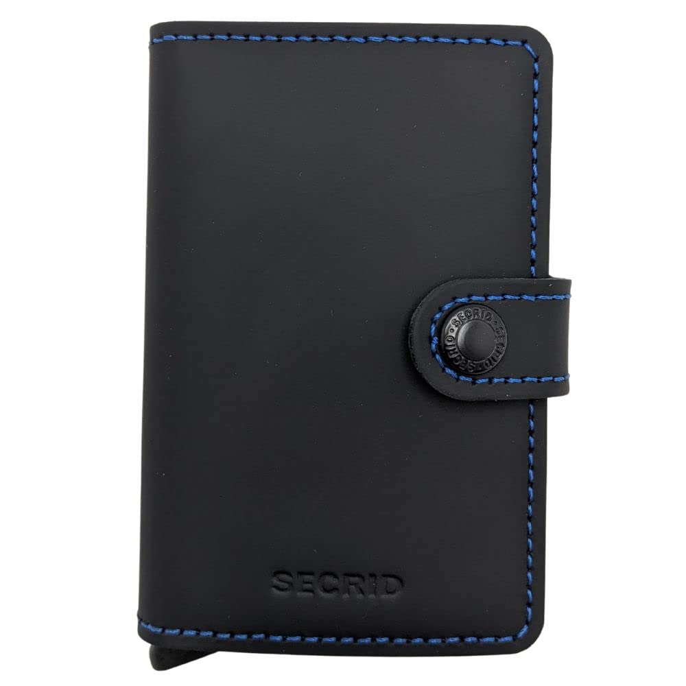Secrid Miniwallet Matte Wallet - Black & Blue Leather with RFID Protection