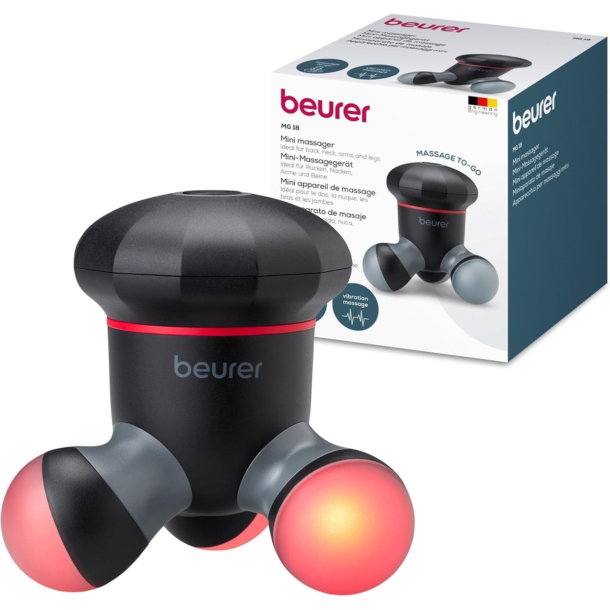 Beurer Mini Massager Vibration LED Tapping Infrared Heat MG 16 18 70 Relaxation