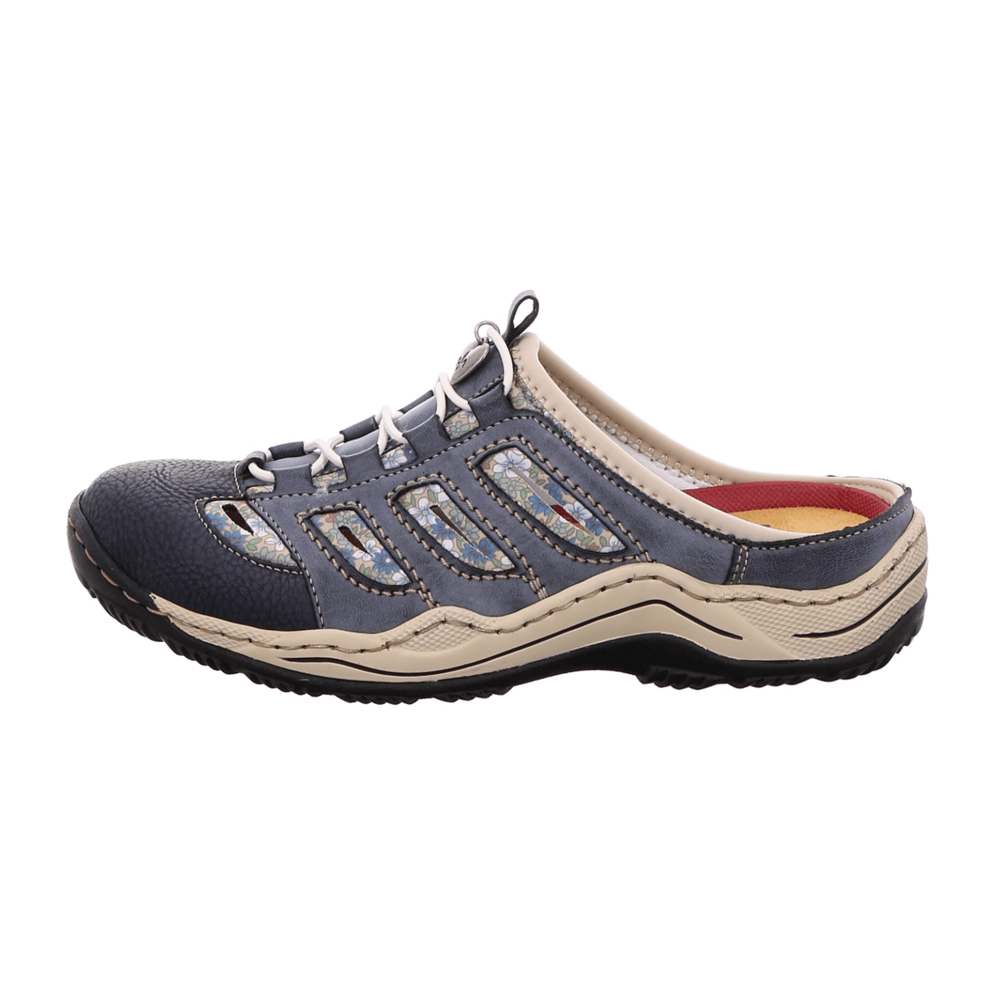 Rieker Women's Blue Slip-On Clogs Comfortable Synthetic Casual Footwear
