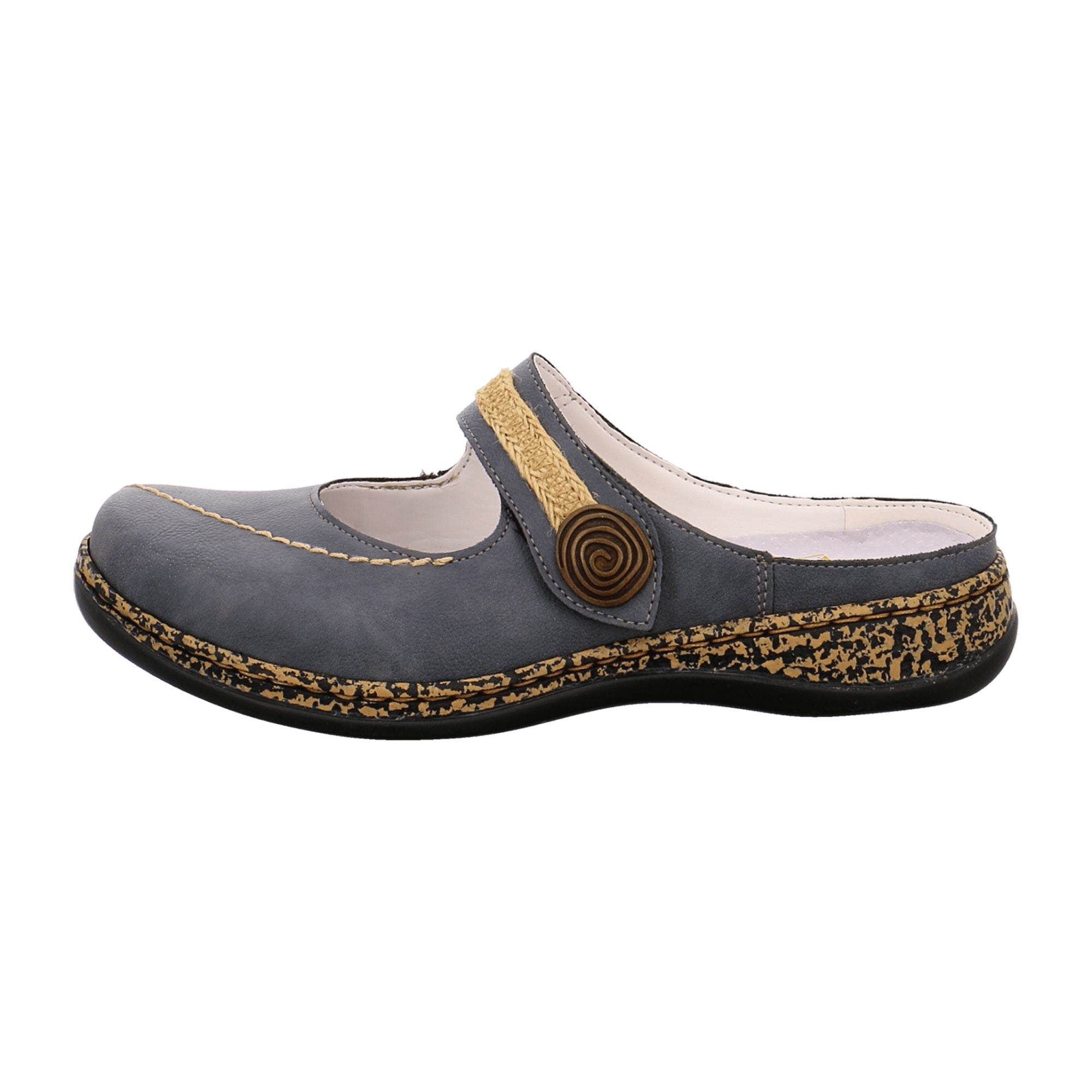 Rieker Women's Blue Clog Comfortable Synthetic Leather Slip-On Shoes