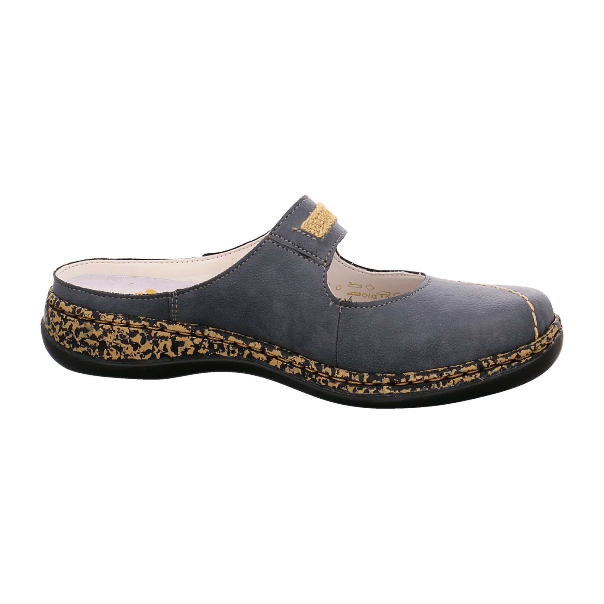 Rieker Women's Blue Clog Comfortable Synthetic Leather Slip-On Shoes