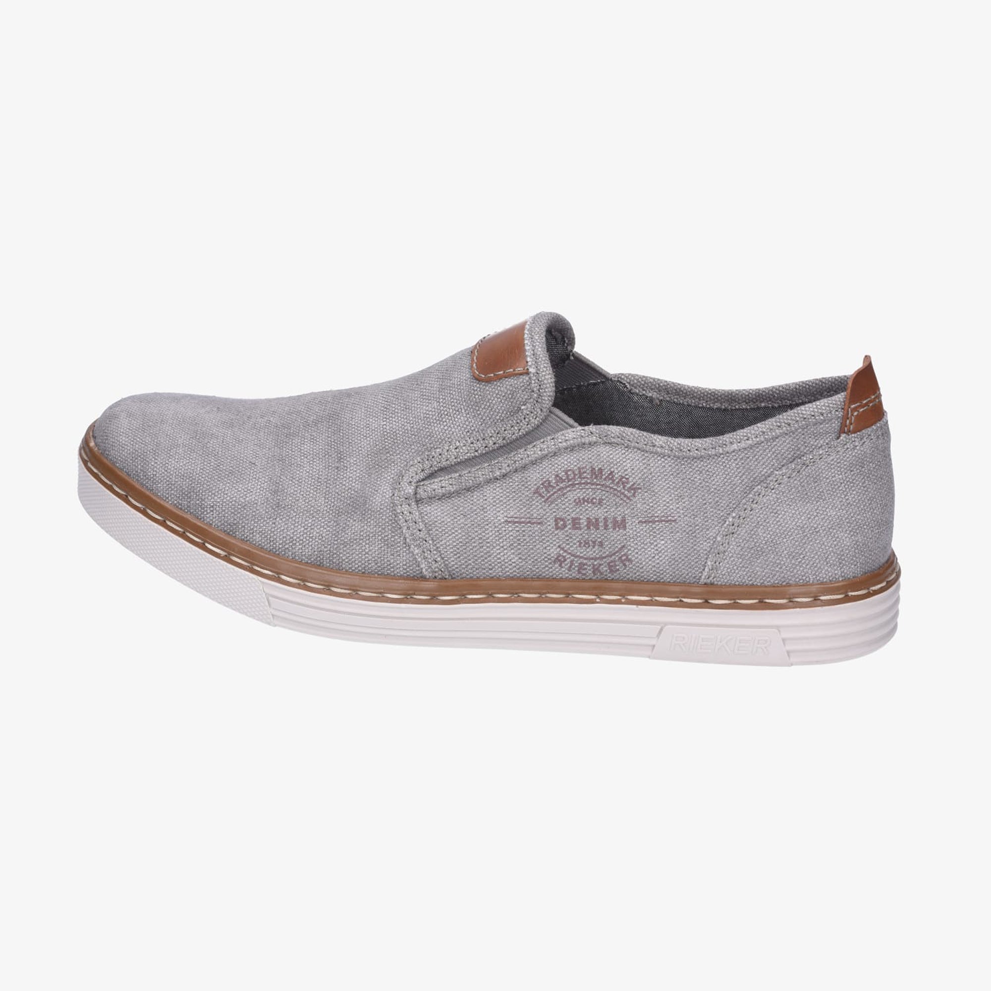 Rieker B4961 Men's Gray Slip-On Shoes Textile Upper Synthetic Lining