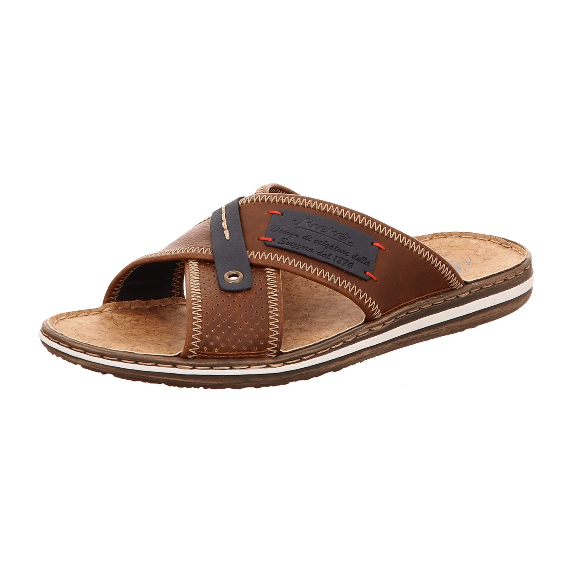 Rieker Brown Men's Sandals Comfortable Slip-On Synthetic Leather Lightweight Sole