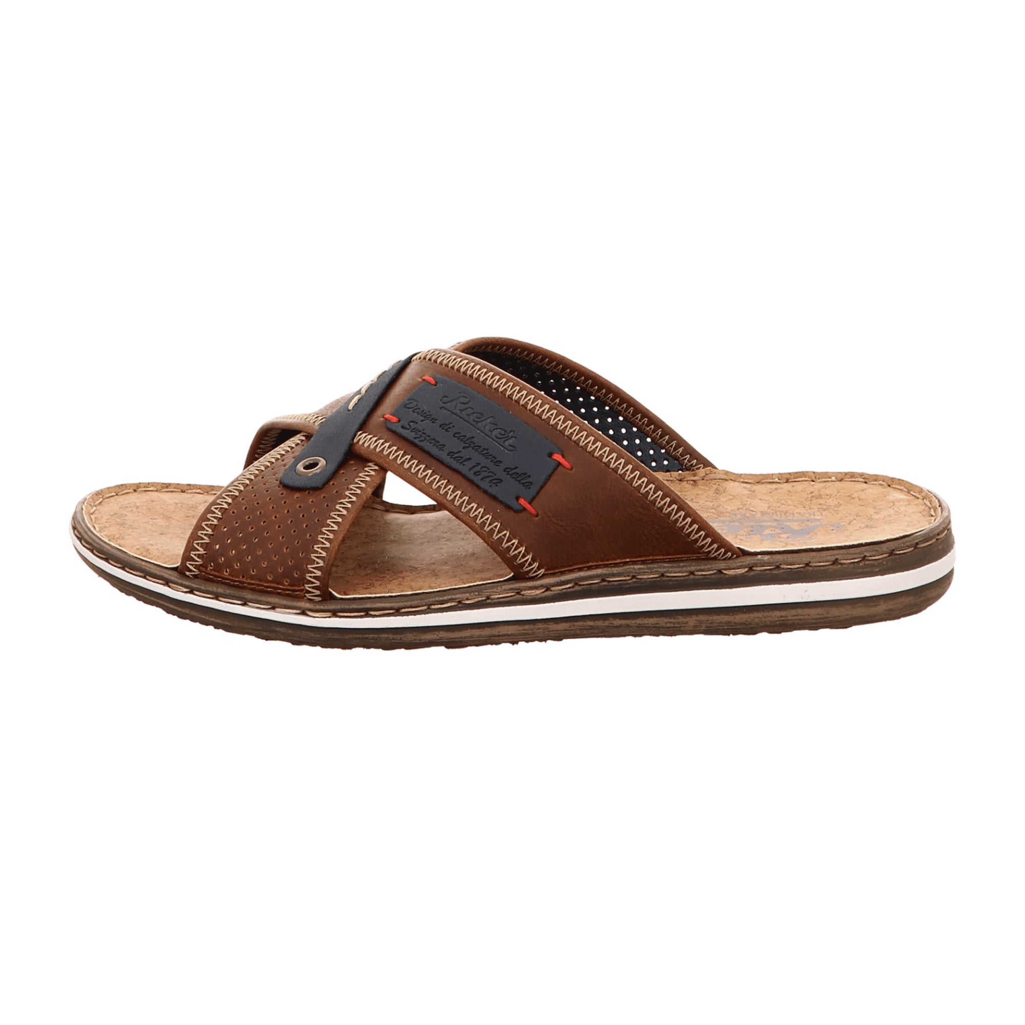 Rieker Brown Men's Sandals Comfortable Slip-On Synthetic Leather Lightweight Sole