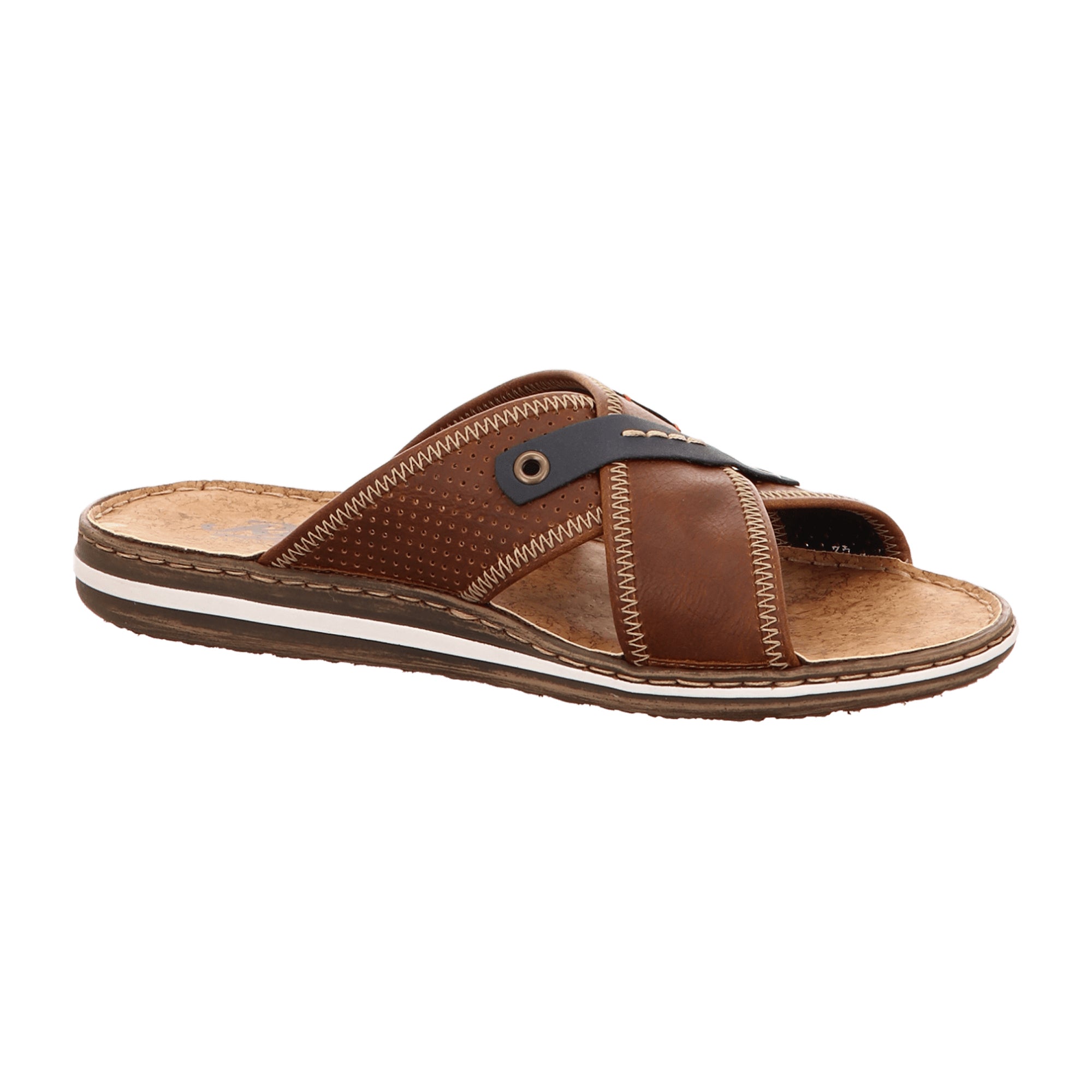 Rieker Brown Men's Sandals Comfortable Slip-On Synthetic Leather Lightweight Sole
