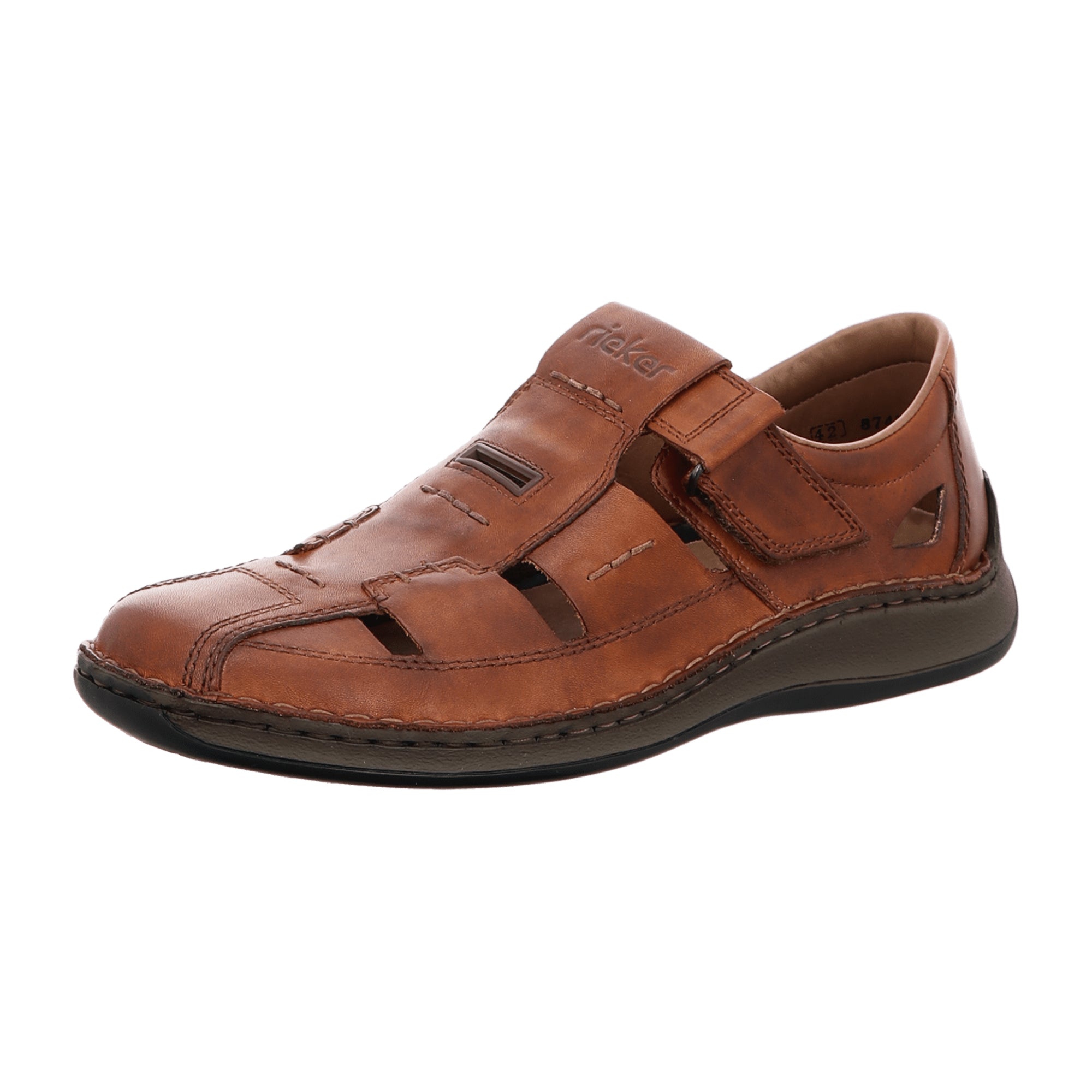 Rieker Men's Brown Slipper Sandals Comfortable Leather Travel Footwear