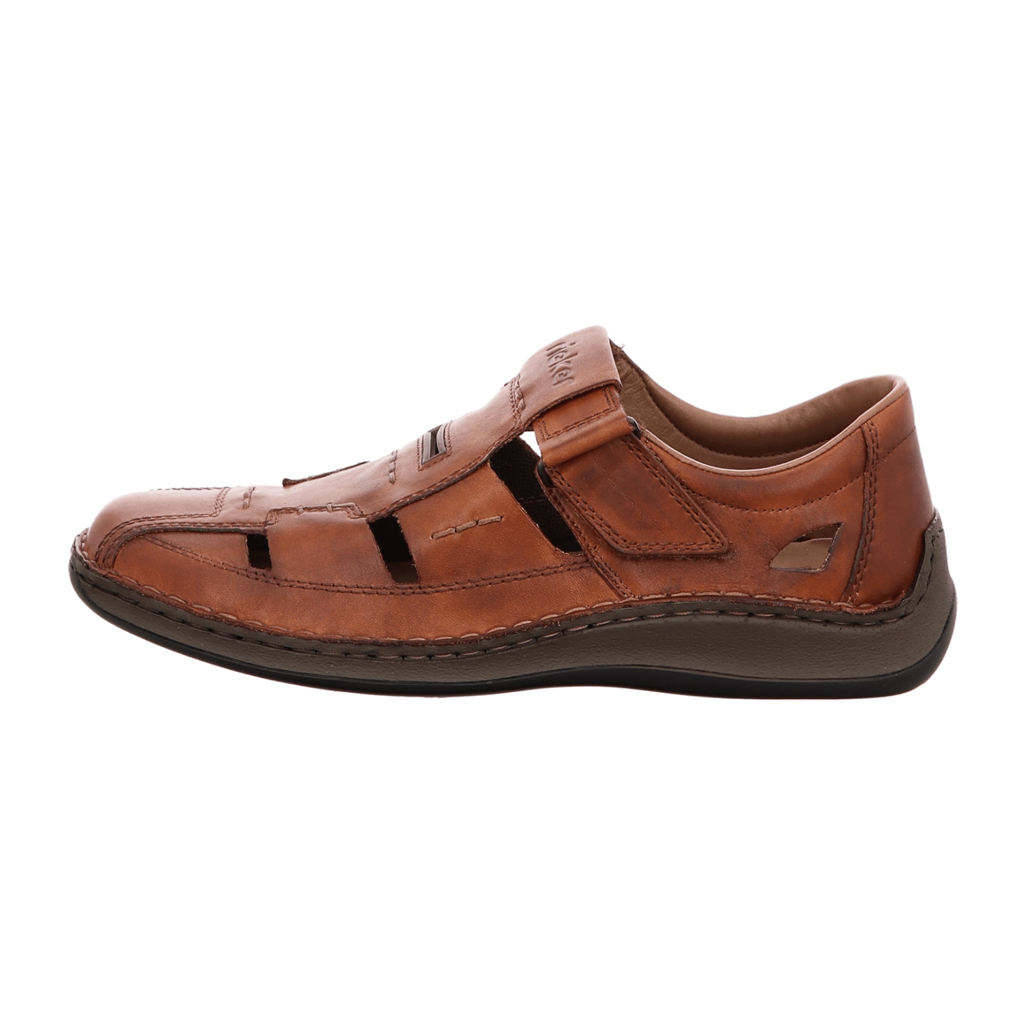 Rieker Men's Brown Slipper Sandals Comfortable Leather Travel Footwear
