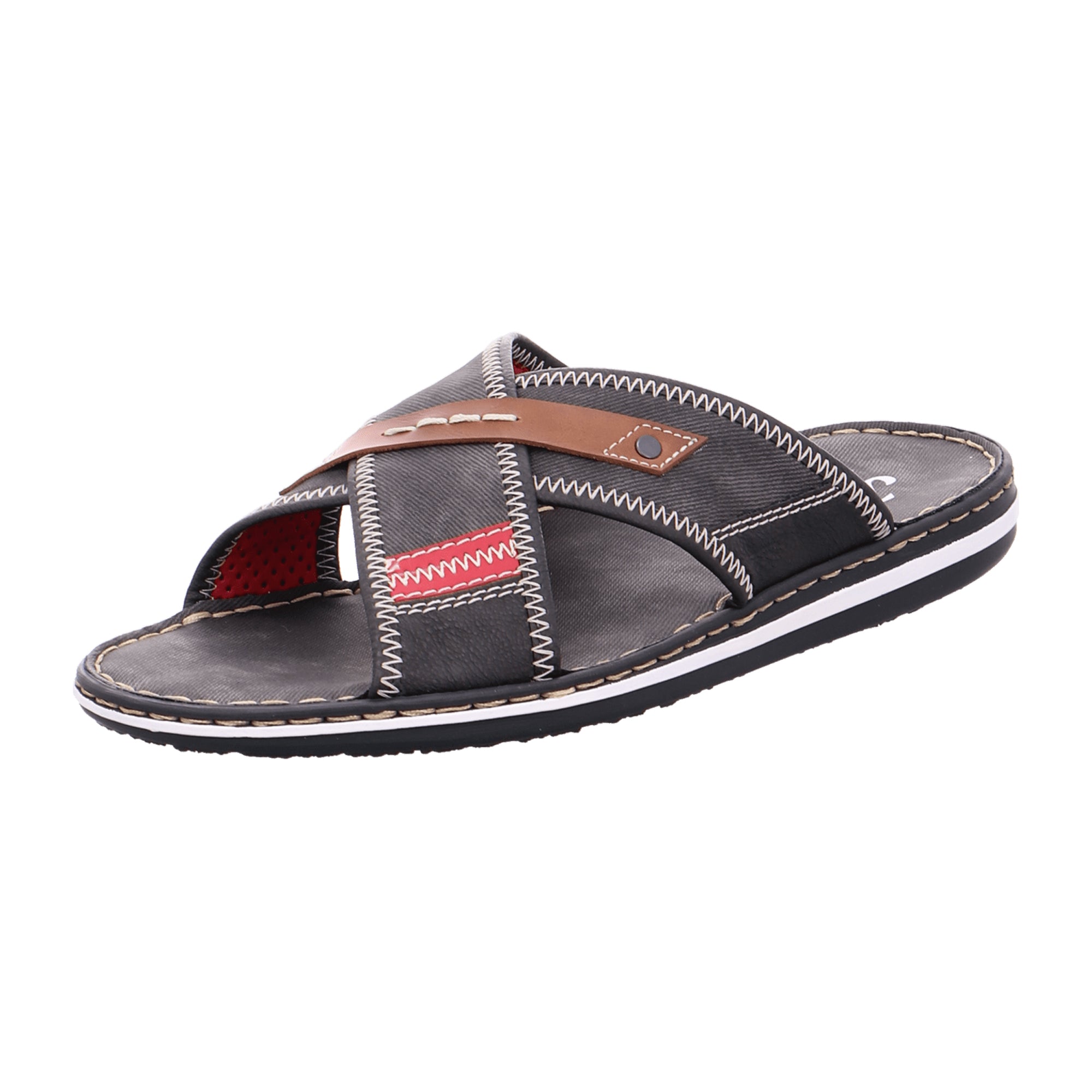 Rieker Gray Pantolette Slip-On Sandals Comfortable Synthetic Leather Summer Shoes