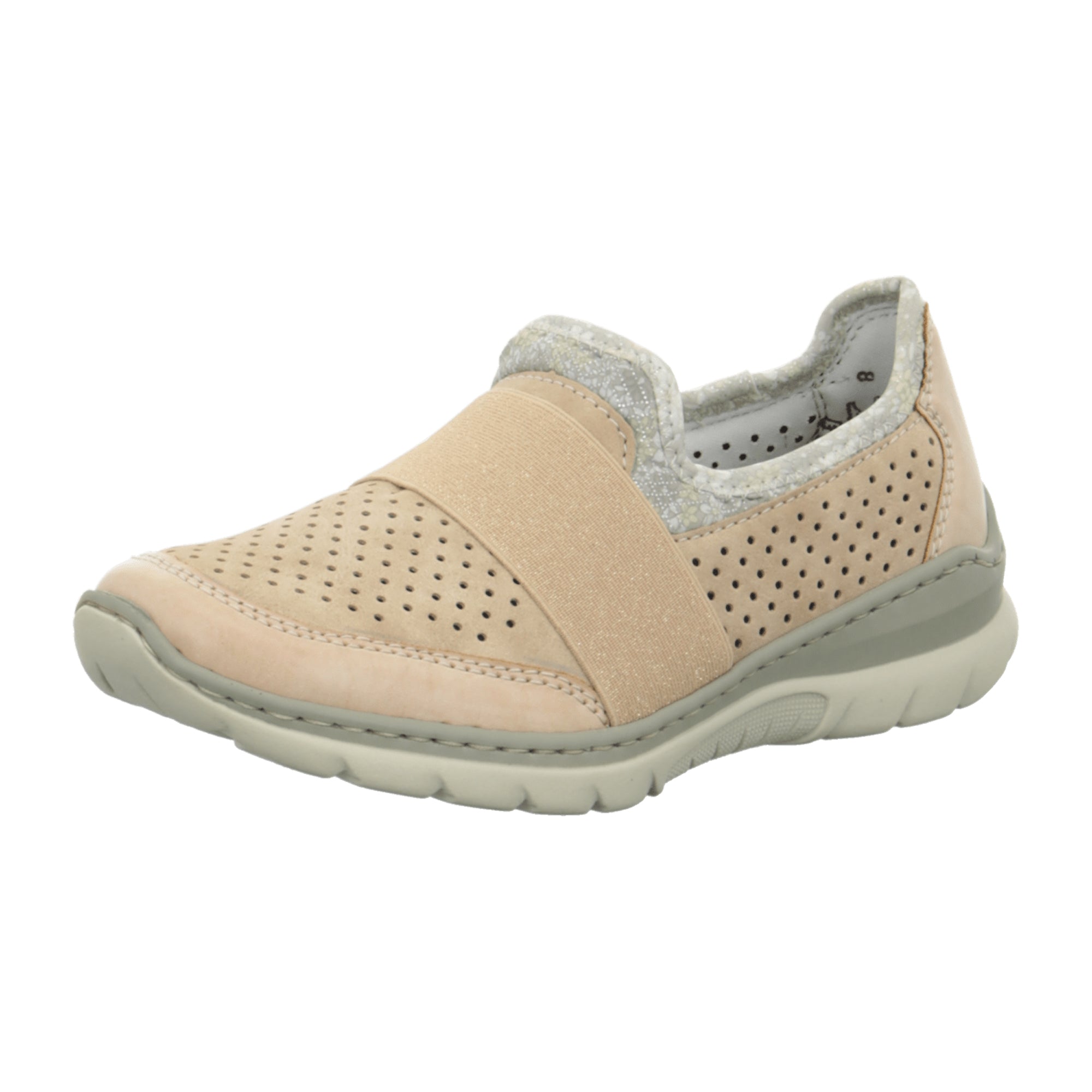 Rieker Women's Casual Beige Slip-On Shoes with Soft Memory Foam Footbed
