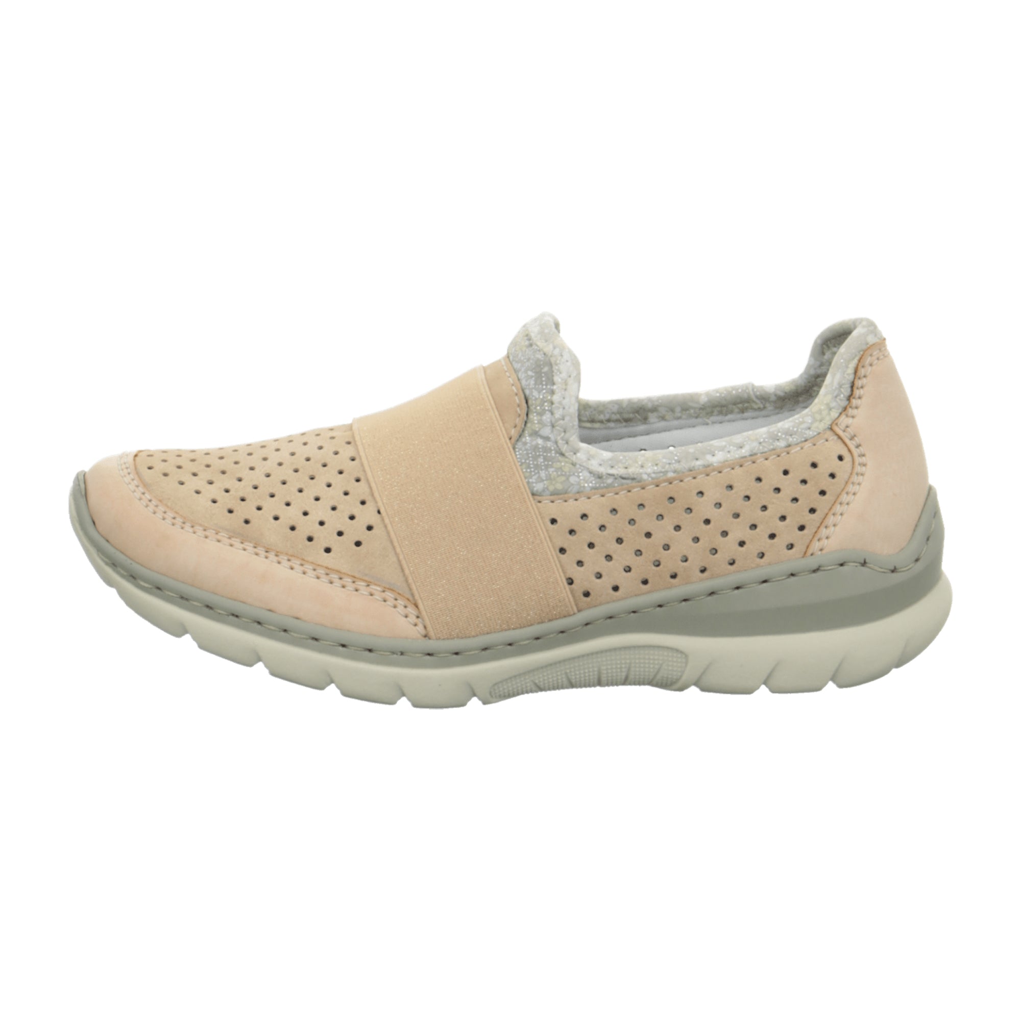 Rieker Women's Casual Beige Slip-On Shoes with Soft Memory Foam Footbed