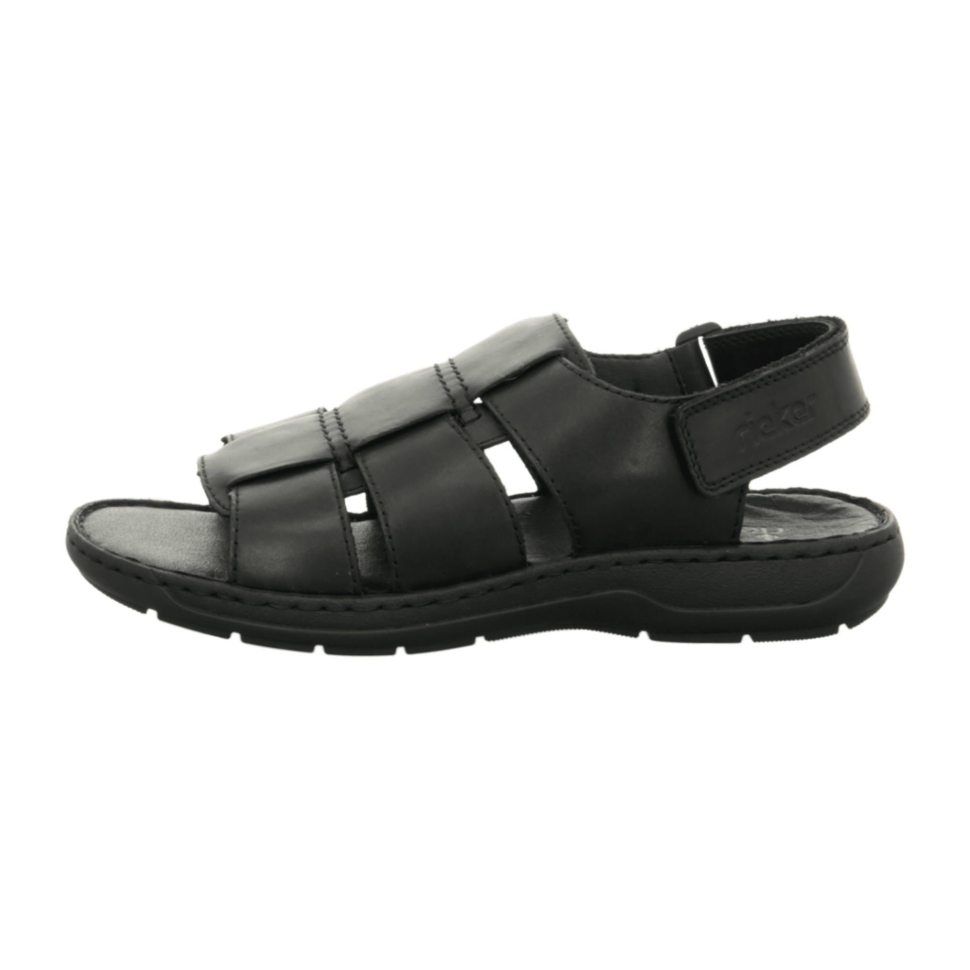 Rieker NV Men's Black Leather Shoes with Velcro Closure