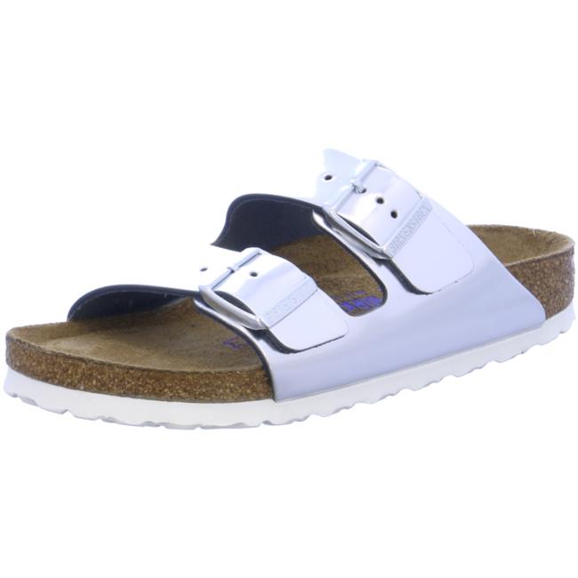 Birkenstock Arizona Metallic Mens Womens Sandals Smooth Leather SFB Silver narrow - Bartel-Shop