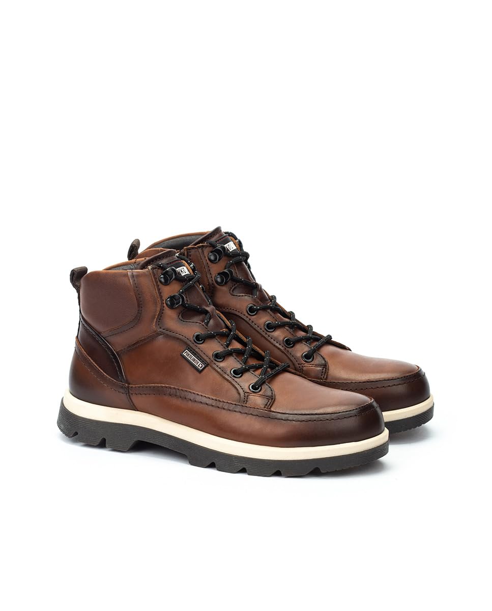Pikolinos Men Ankle Boots Leather Cuero Redonda Lace-Up