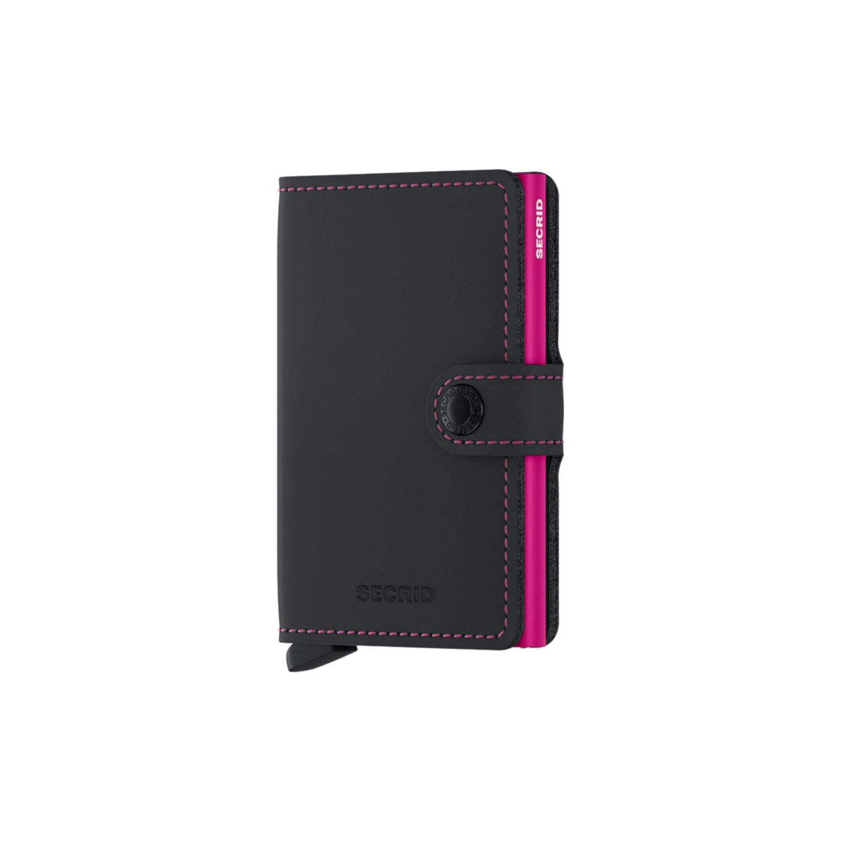 Secrid Mini Wallet RFID Leather Card Holder Black Fuchsia