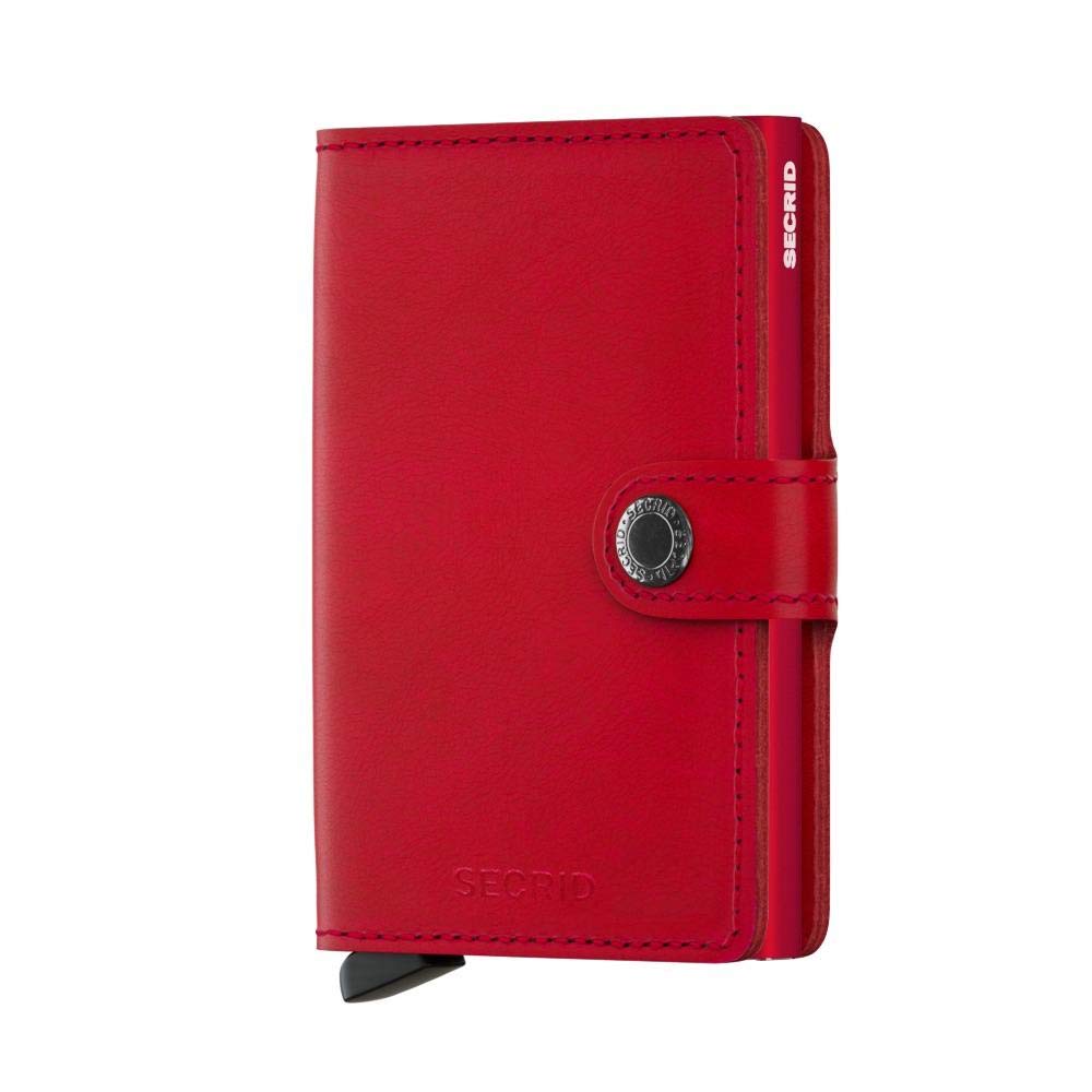 Secrid Miniwallet RFID Card Holder - Red Leather Wallet for Men and Women