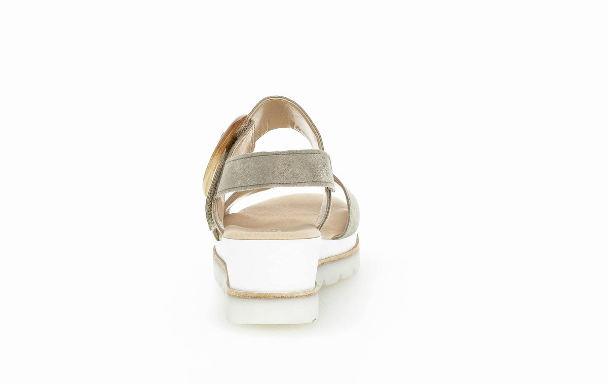 Gabor Women Sandals Green Suede Wedge Size 39 EU Cork Sole
