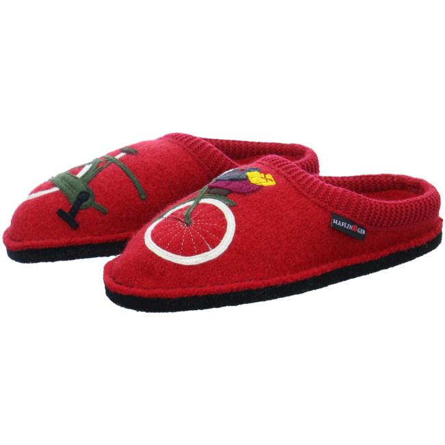 Haflinger Slippers red female Sandals Clogs Textile - Bartel-Shop